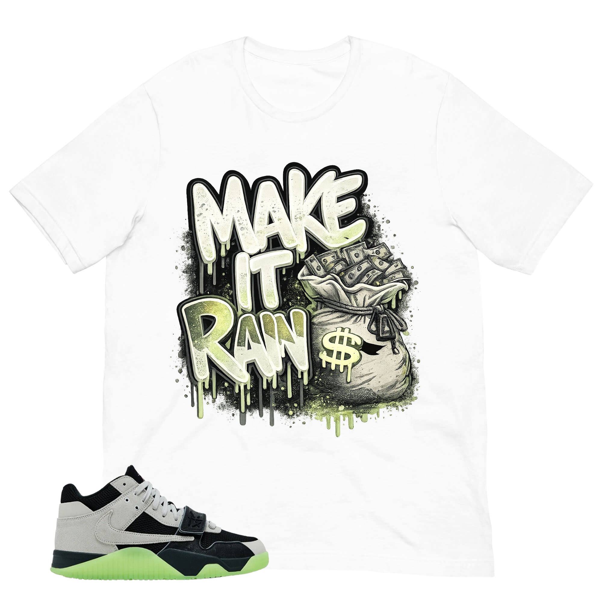 Black Night Silver Chase B x Travis Scott Jumpman Shirt Make It Rain Graphic