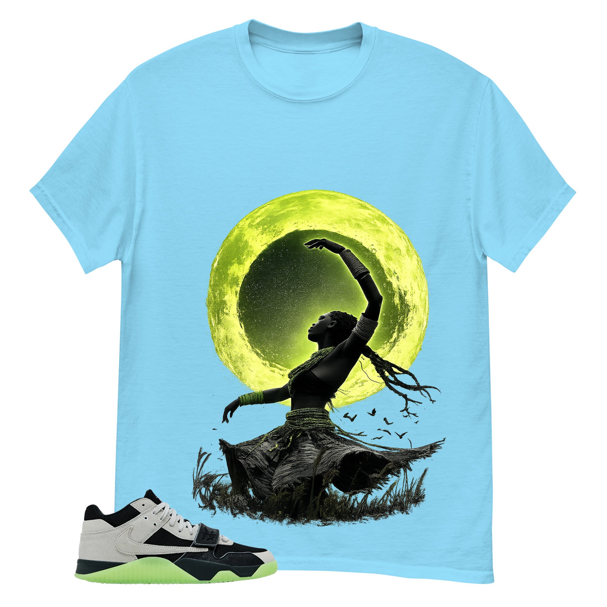 Black Night Silver Chase B x Travis Scott Jumpman Shirt Moon Girl Graphic