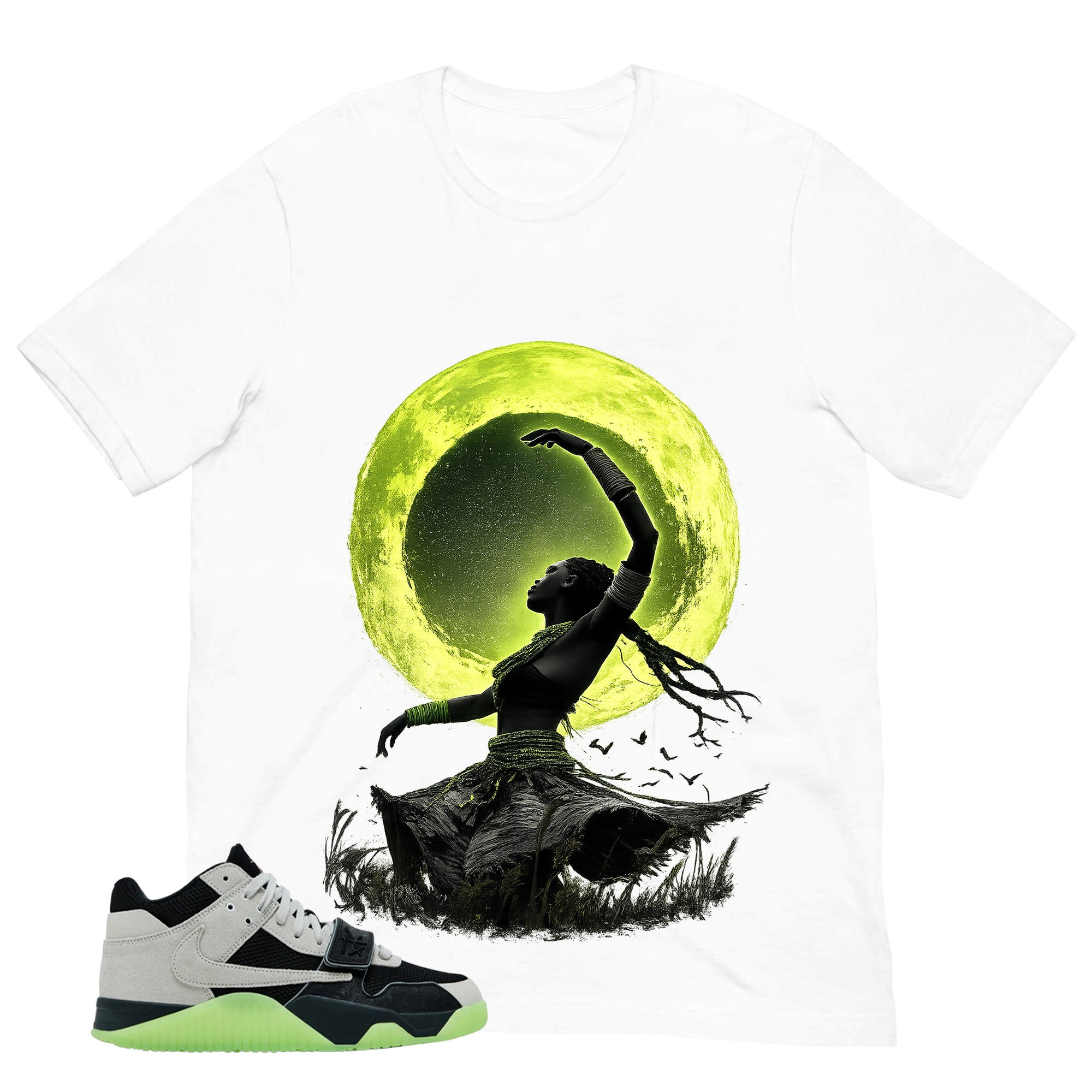 Black Night Silver Chase B x Travis Scott Jumpman Shirt Moon Girl Graphic