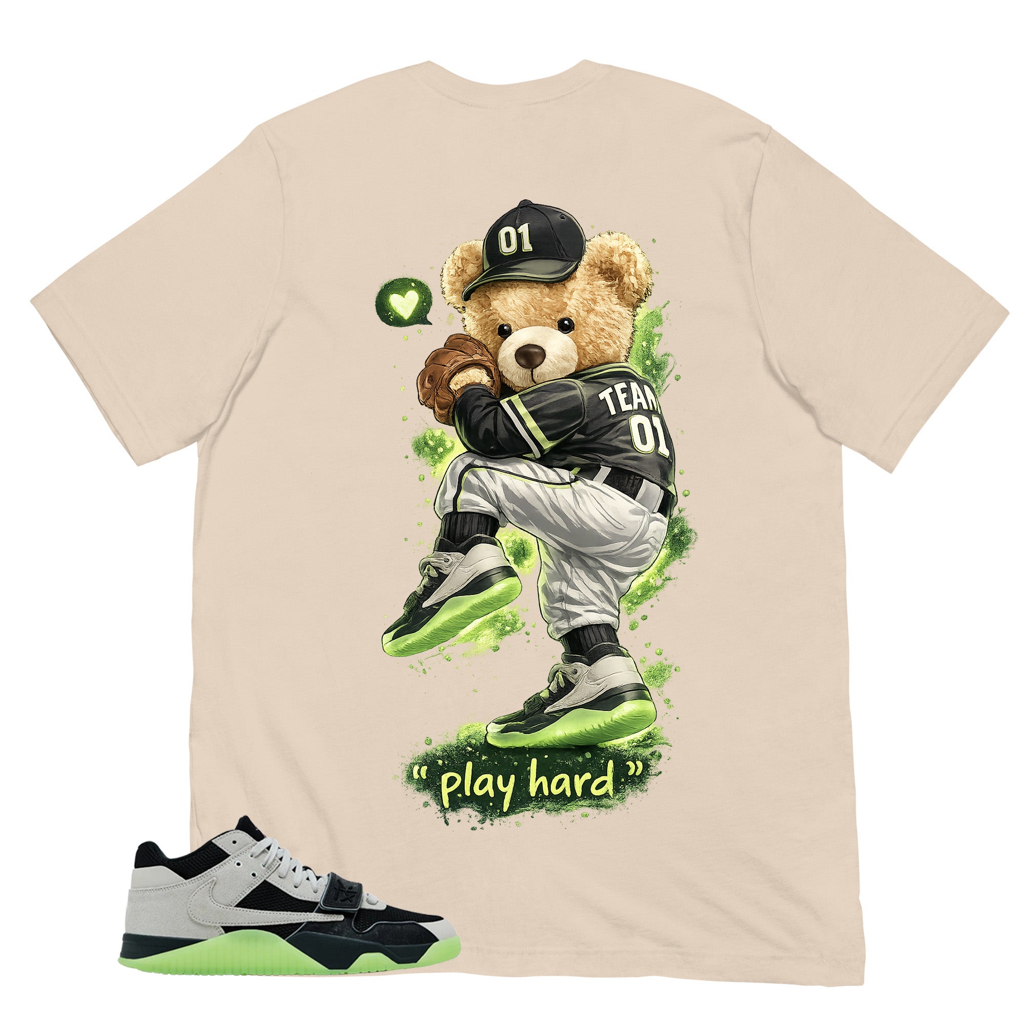 Black Night Silver Chase B x Travis Scott Jumpman Shirt Play Hard Bear Graphic