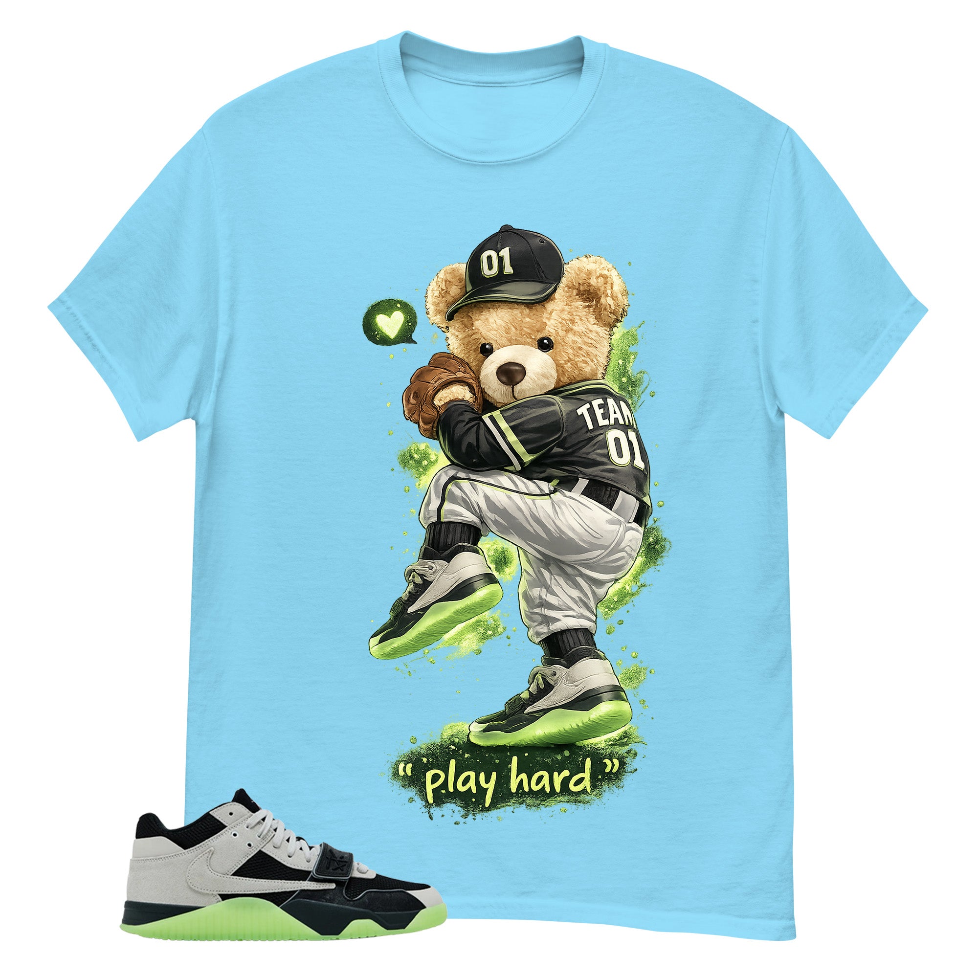 Black Night Silver Chase B x Travis Scott Jumpman Shirt Play Hard Bear Graphic