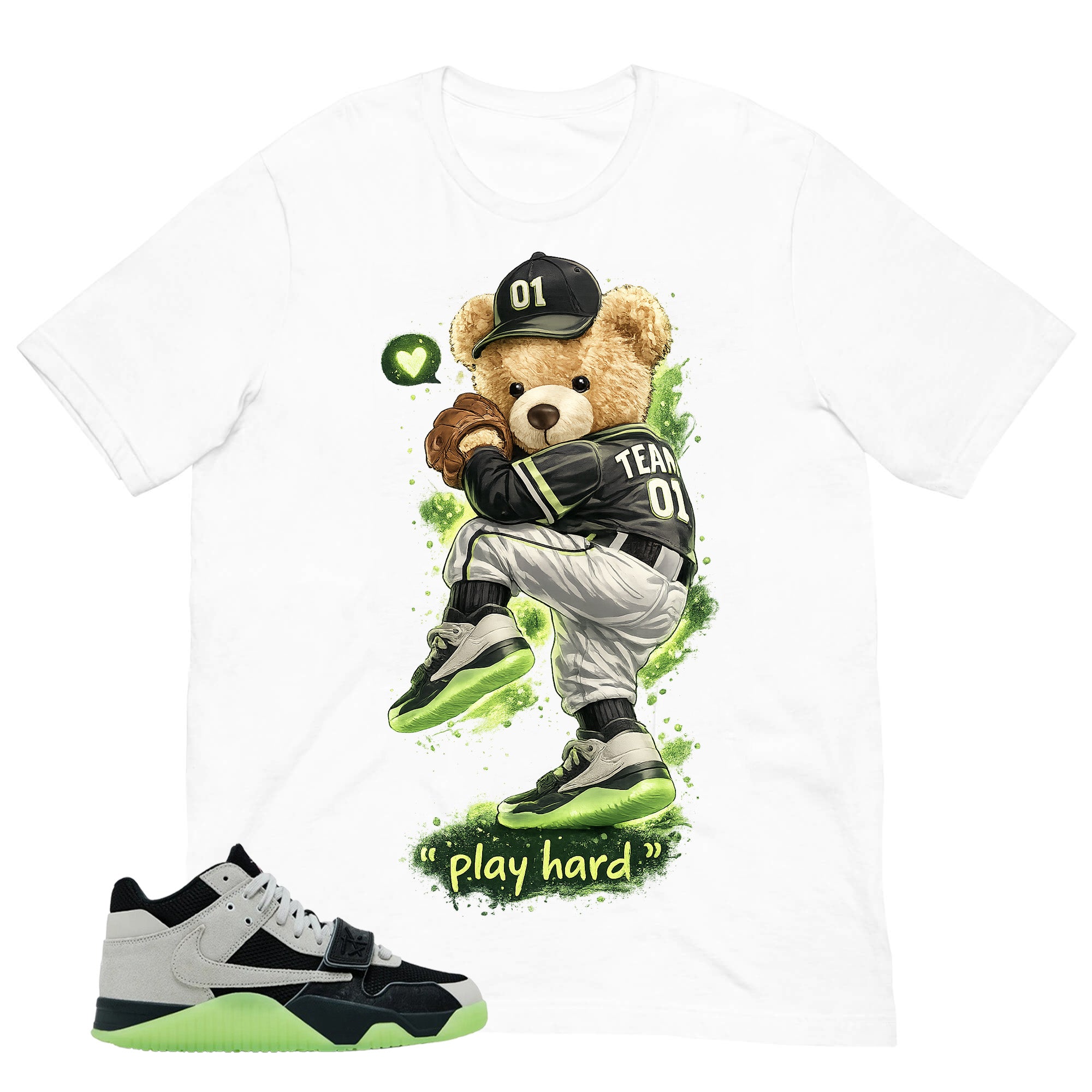 Black Night Silver Chase B x Travis Scott Jumpman Shirt Play Hard Bear Graphic