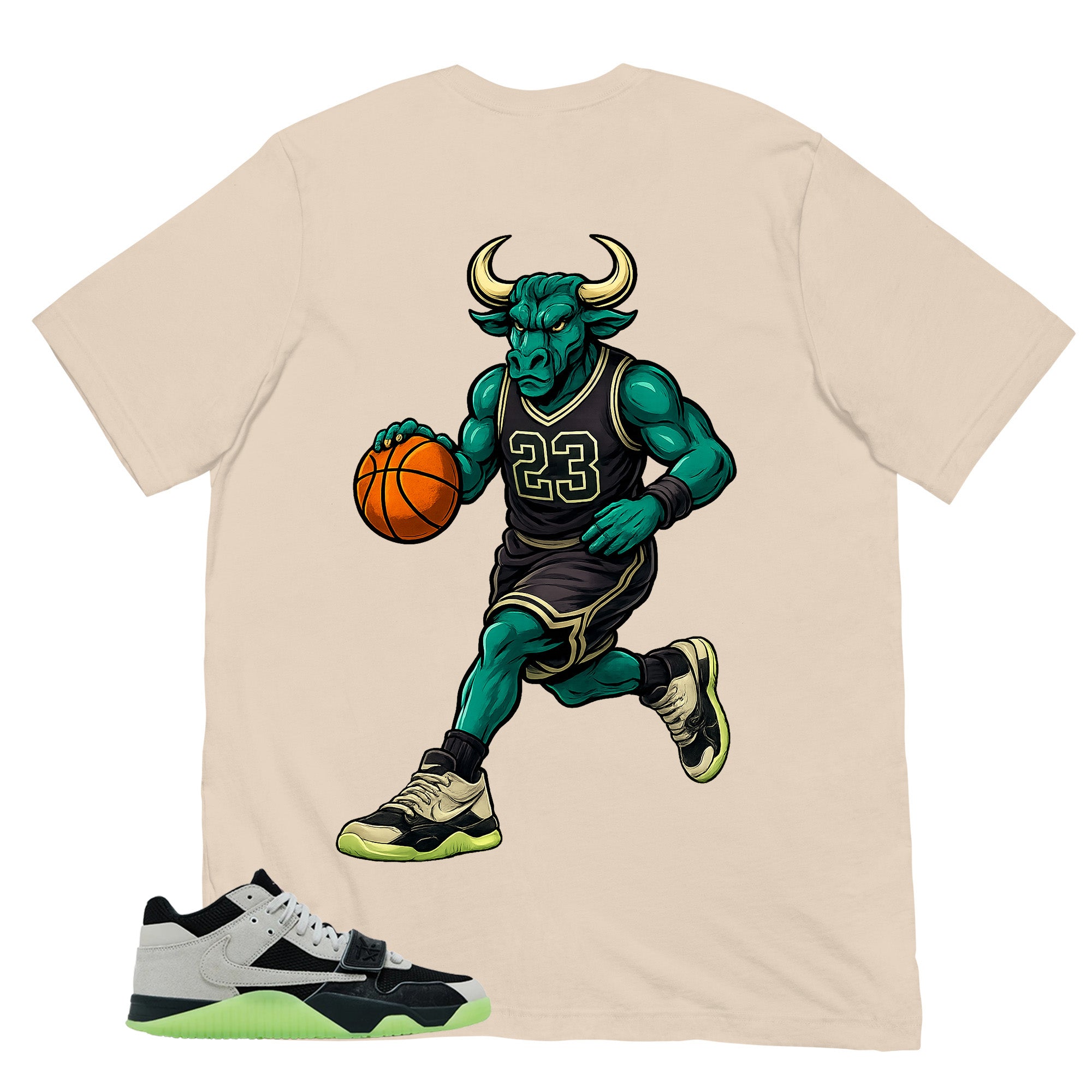 Black Night Silver Chase B x Travis Scott Jumpman Shirt Raging Bull Graphic