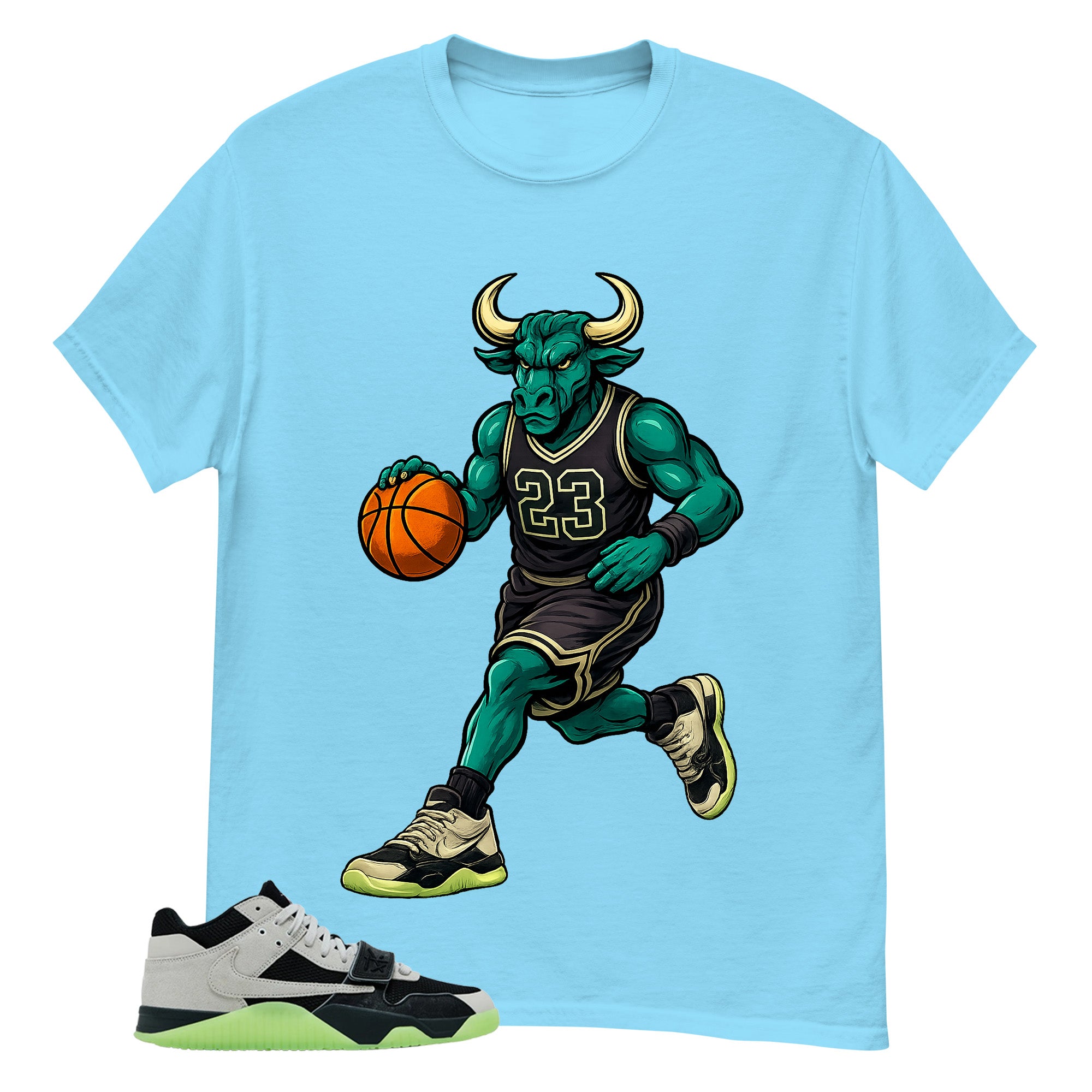 Black Night Silver Chase B x Travis Scott Jumpman Shirt Raging Bull Graphic