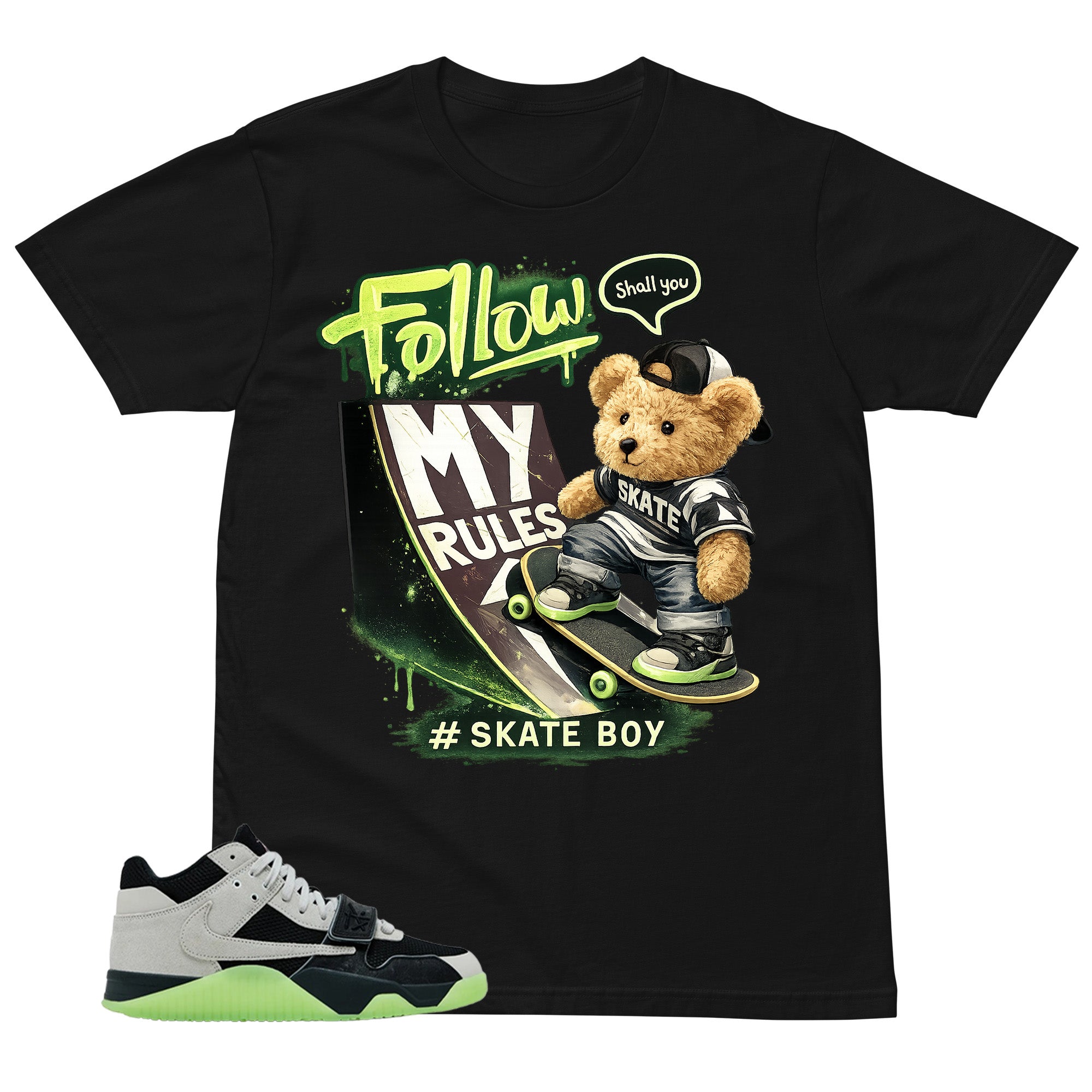 Black Night Silver Chase B x Travis Scott Jumpman Shirt Skate Boy Graphic