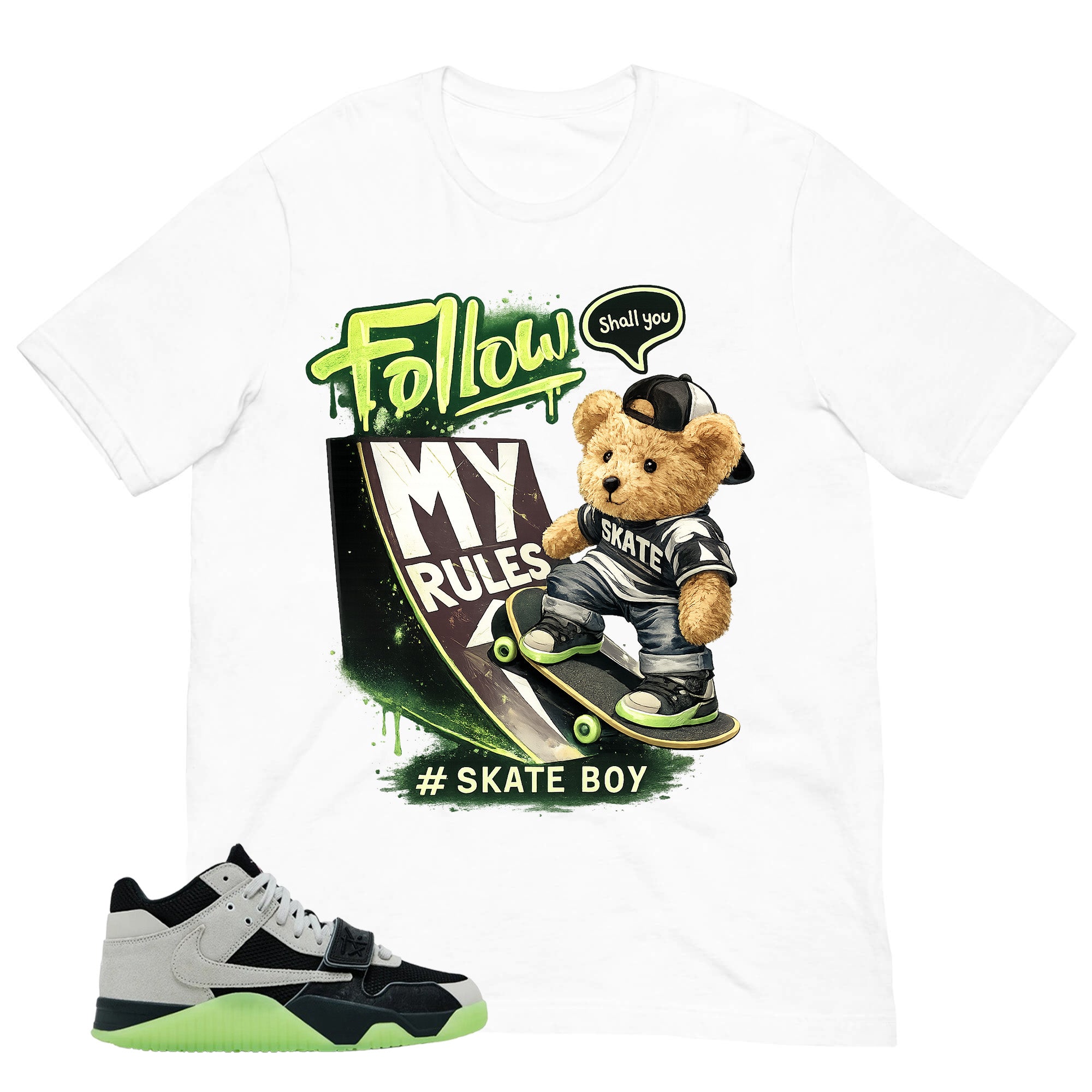 Black Night Silver Chase B x Travis Scott Jumpman Shirt Skate Boy Graphic