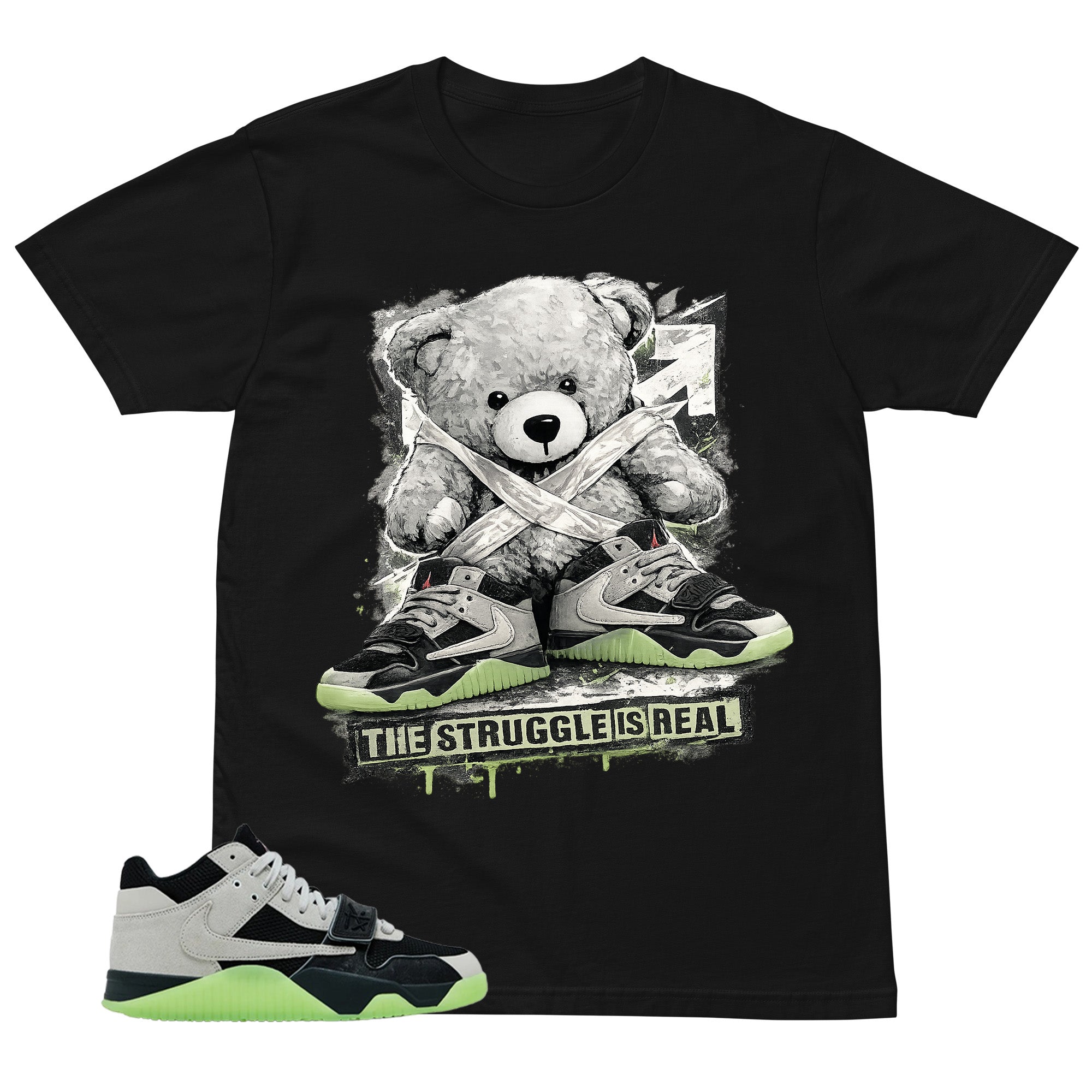 Black Night Silver Chase B x Travis Scott Jumpman Shirt The Struggle Is Real Graphic