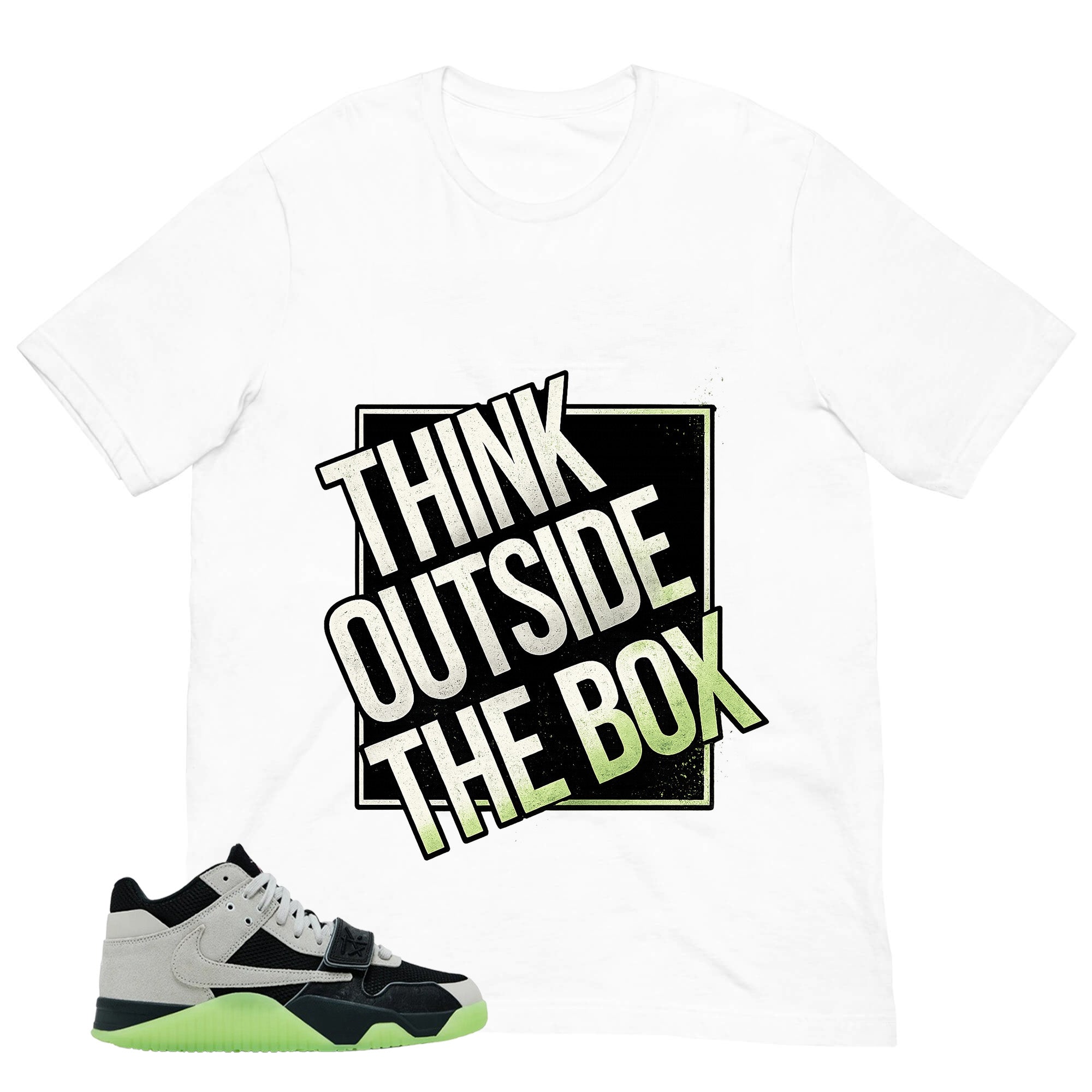 Black Night Silver Chase B x Travis Scott Jumpman Shirt Think Outside The Box Graphic