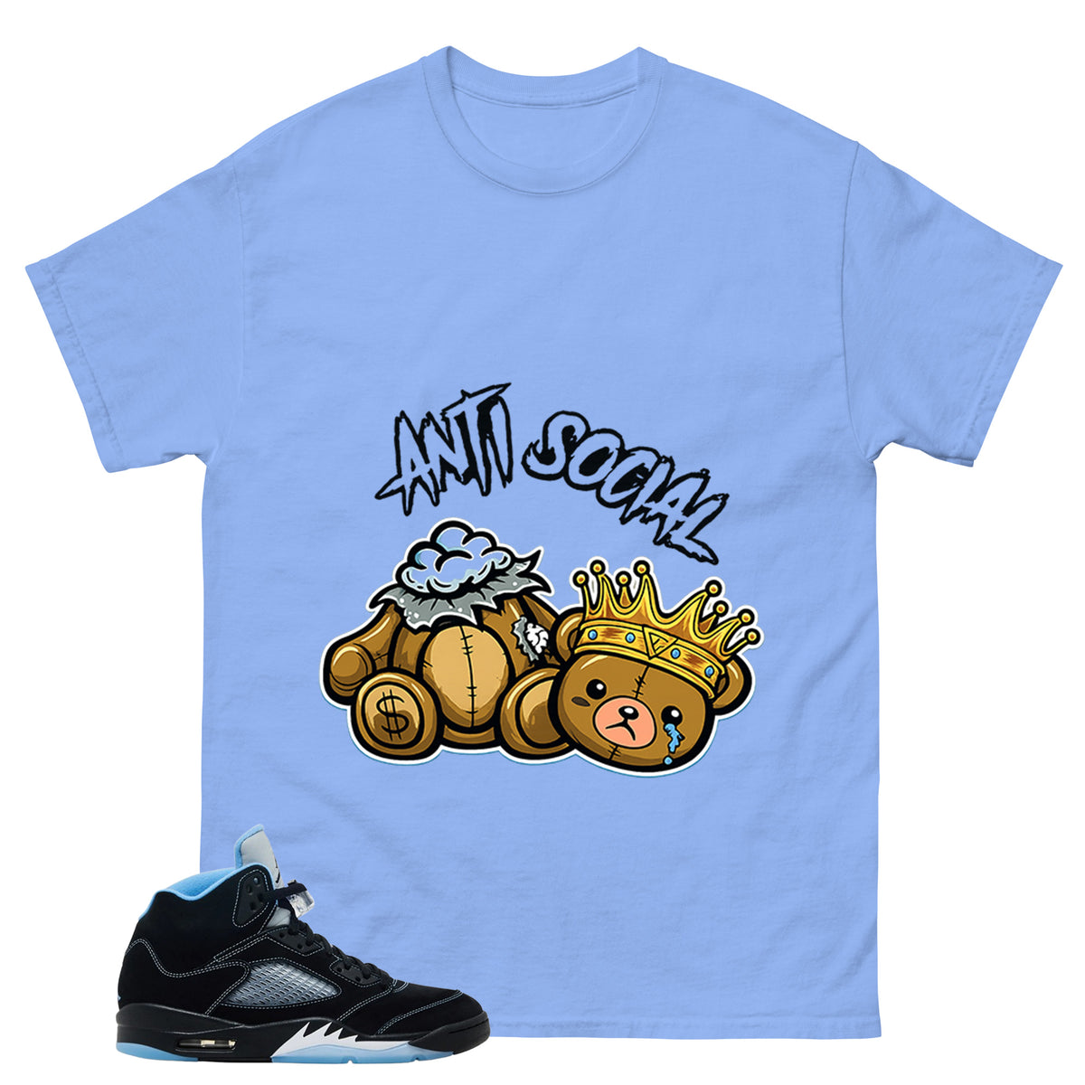 Black University Blue 6s Zadago Shirt Anti Social Graphic