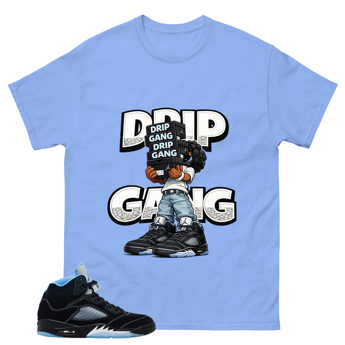 Black University Blue 6s Zadago Shirt Drip Gang Graphic