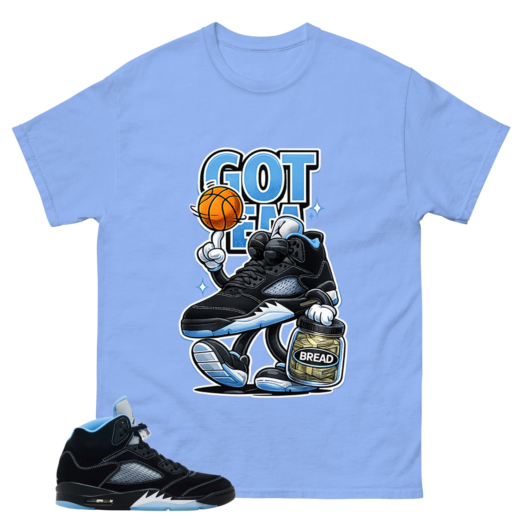 Black University Blue 6s Zadago Shirt Got Em Bread Graphic
