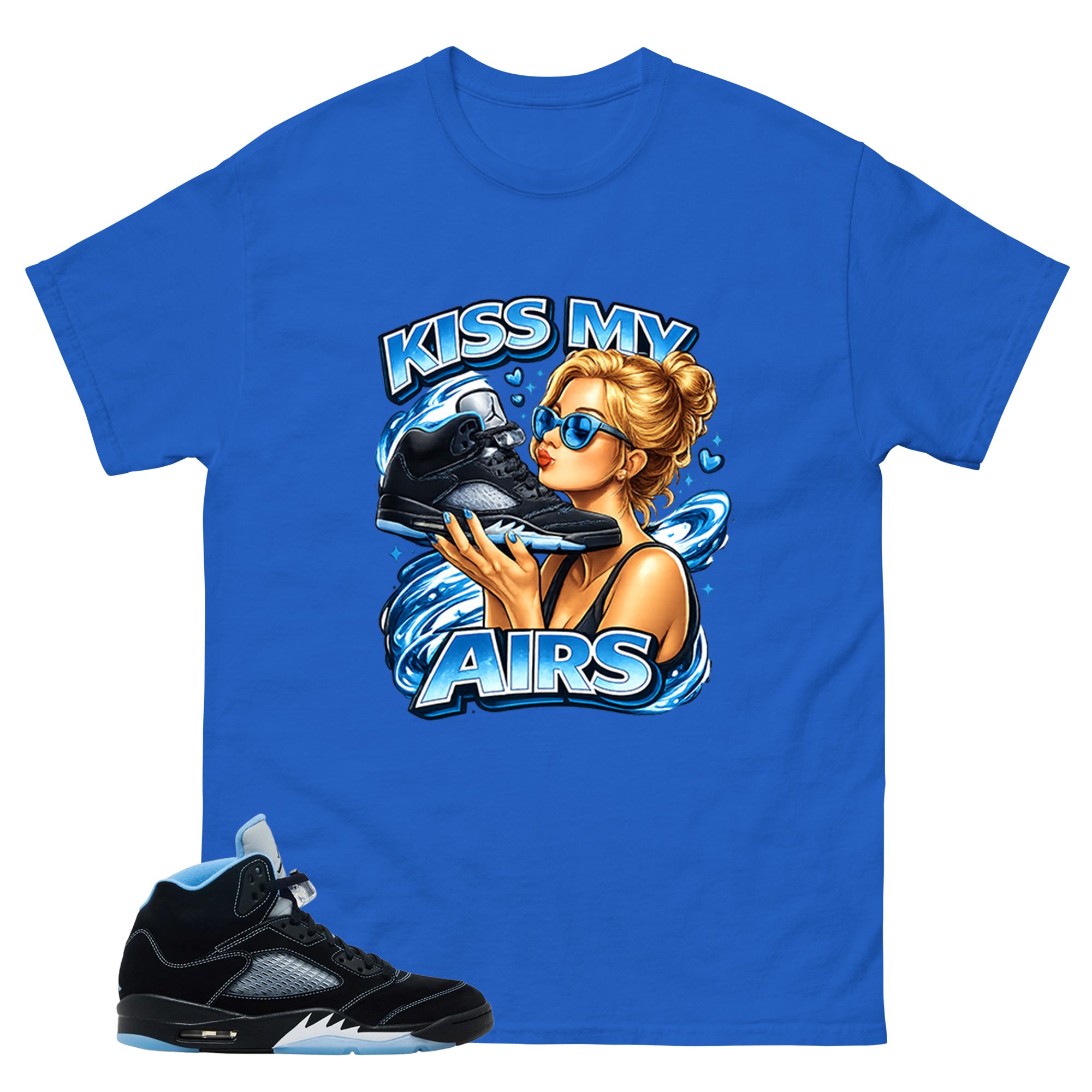Black University Blue 6s Zadago Shirt Kiss My Airs Graphic