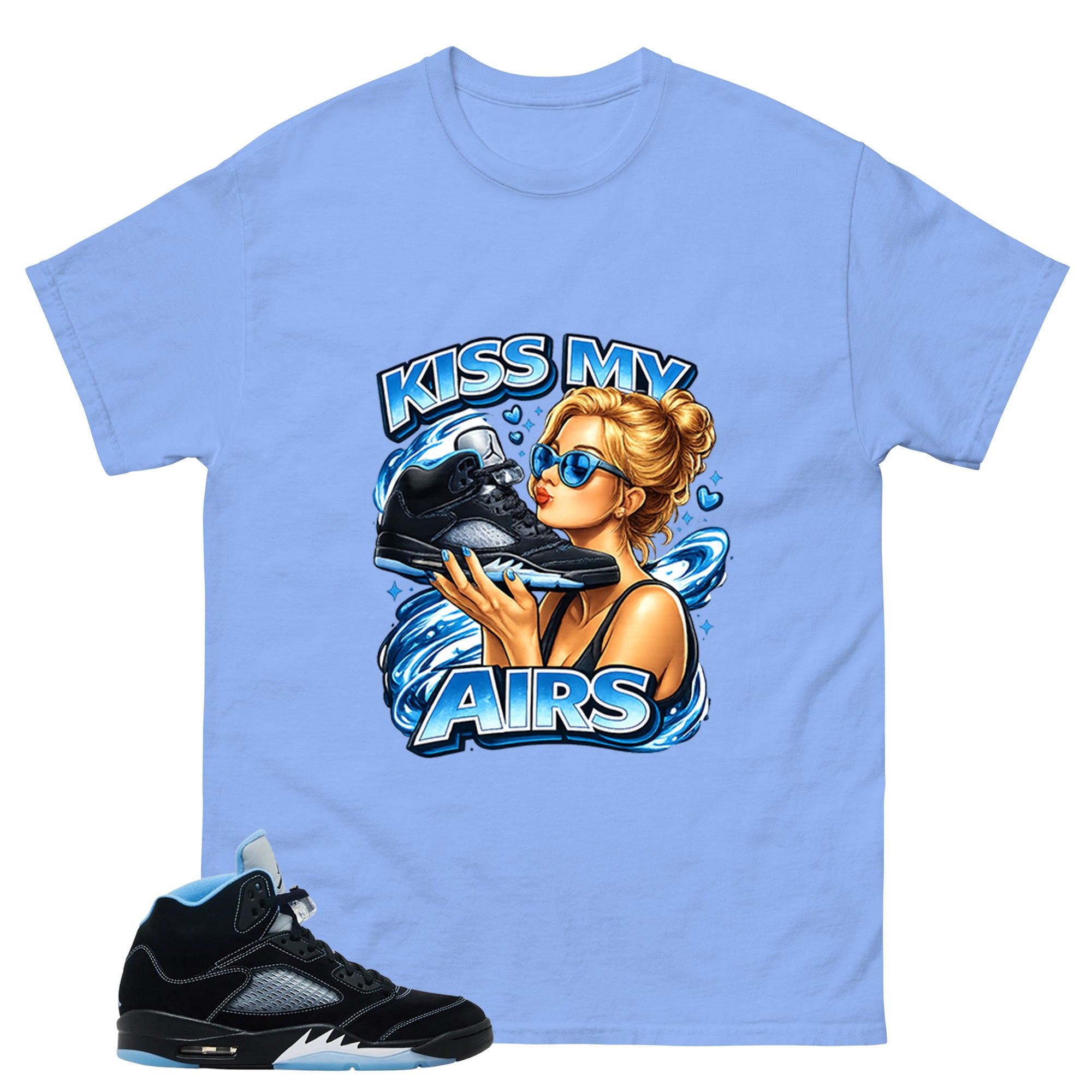 Black University Blue 6s Zadago Shirt Kiss My Airs Graphic