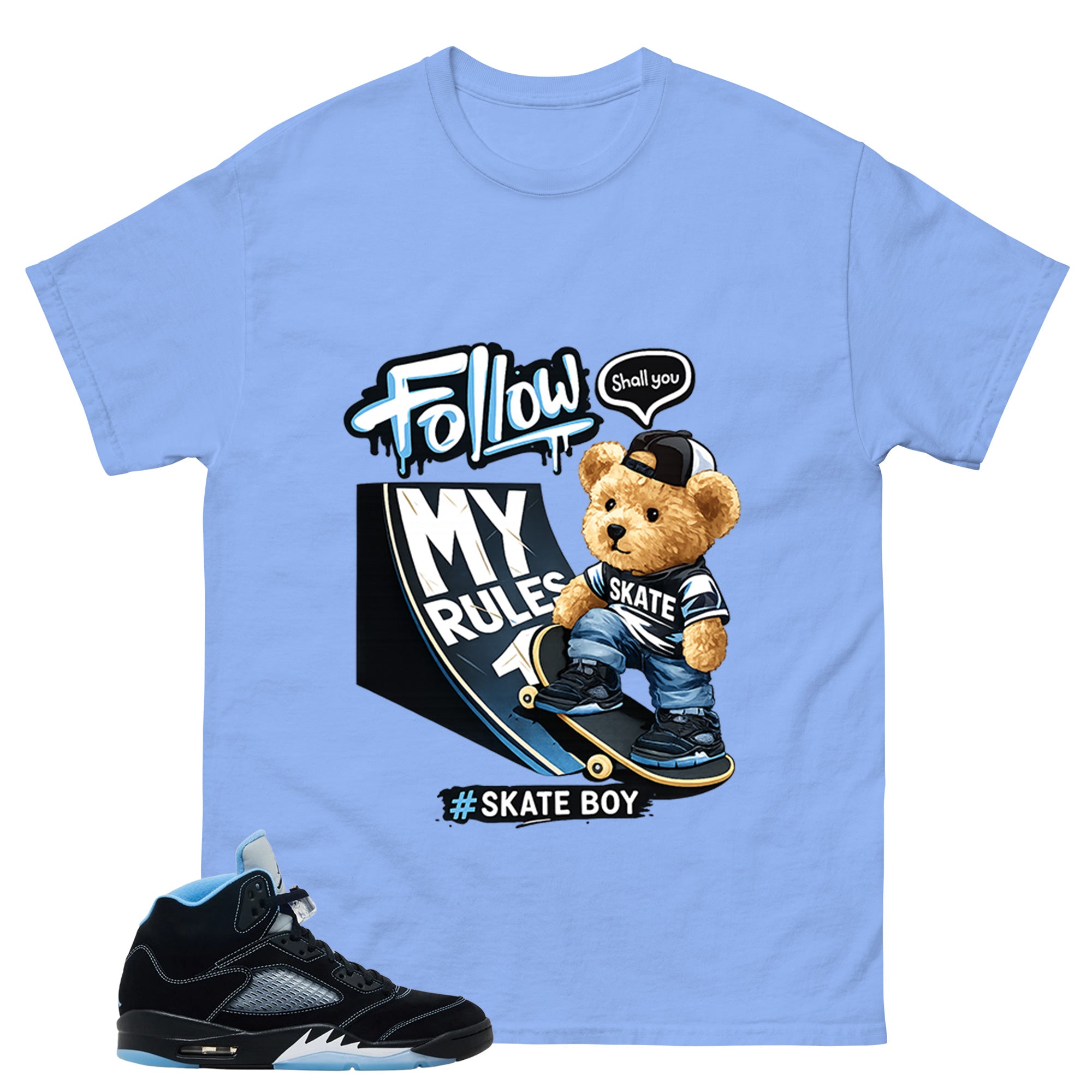 Black University Blue 6s Zadago Shirt Skate Boy Graphic