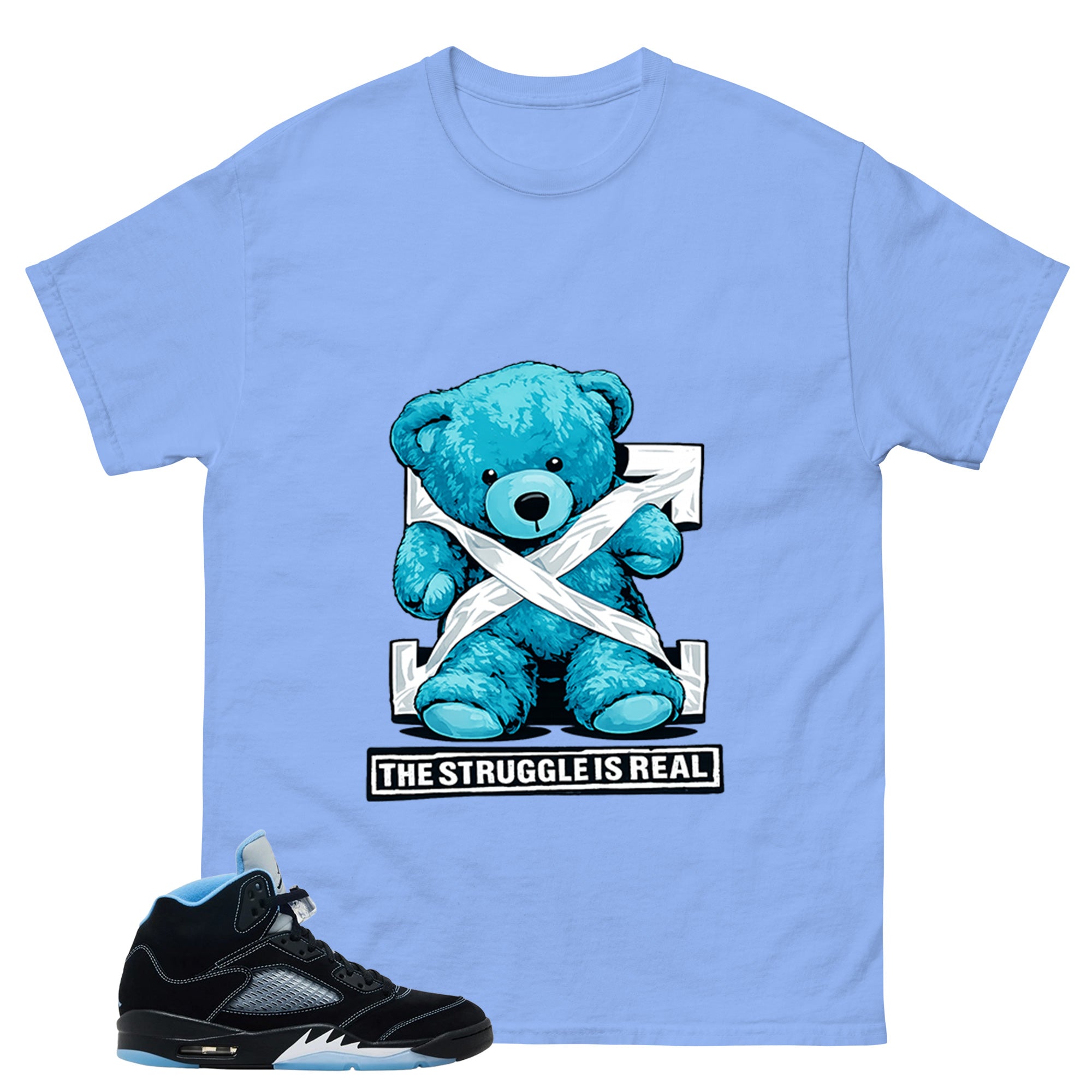 Black University Blue 6s Zadago Shirt The Struggle Is Real Graphic