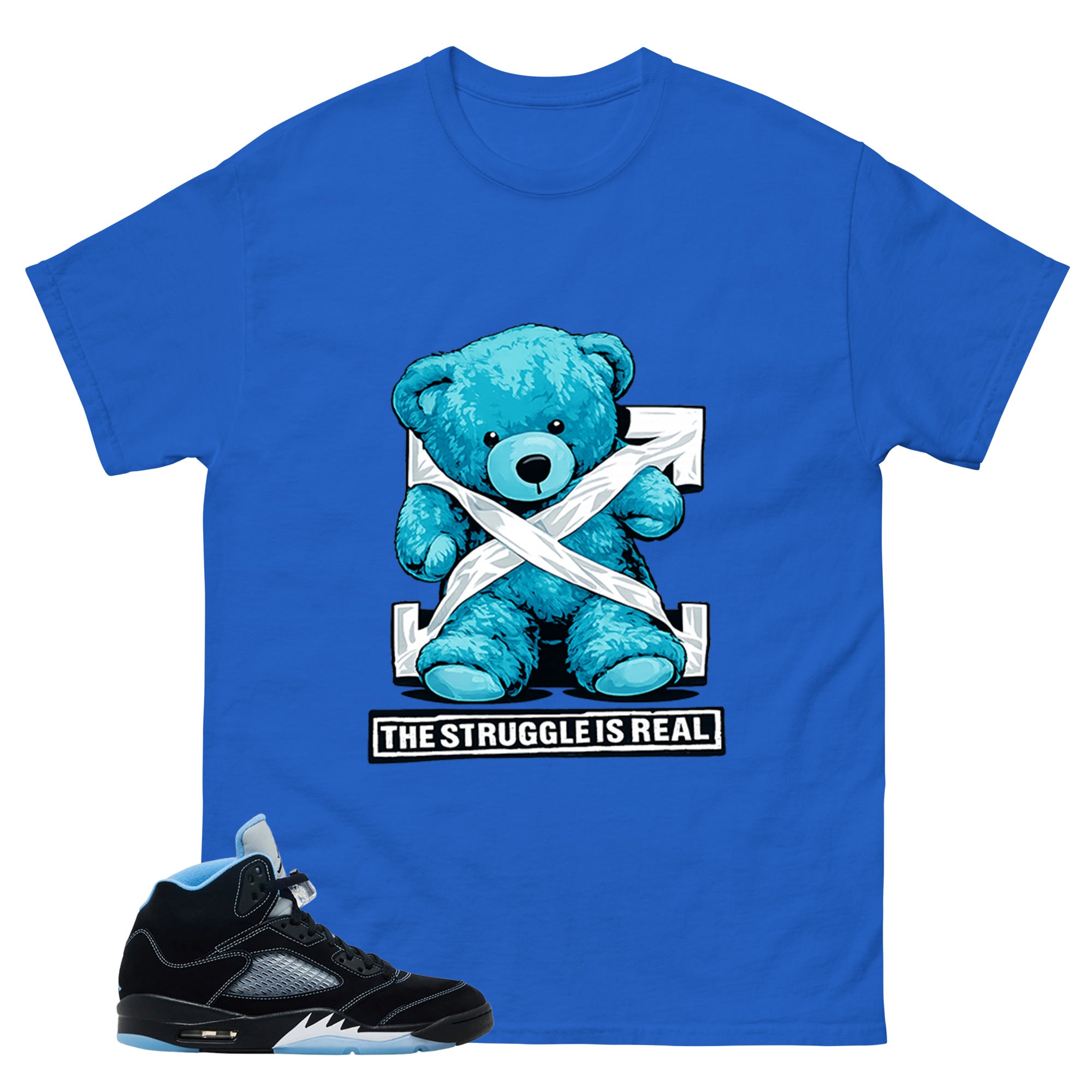 Black University Blue 6s Zadago Shirt The Struggle Is Real Graphic