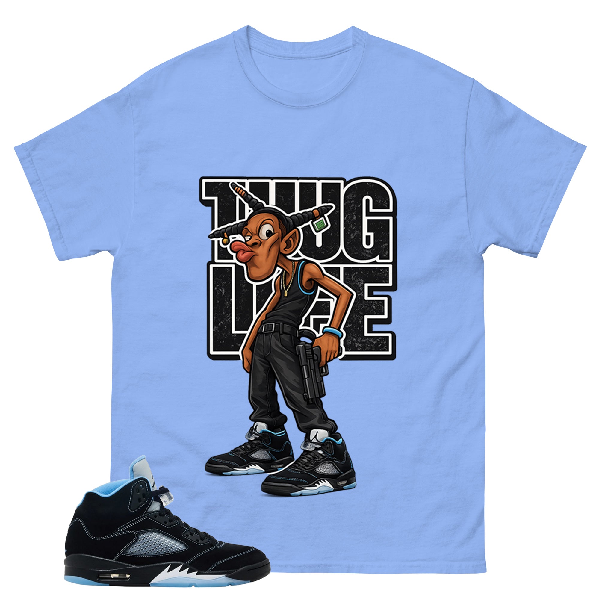 Black University Blue 6s Zadago Shirt Thug Life Graphic