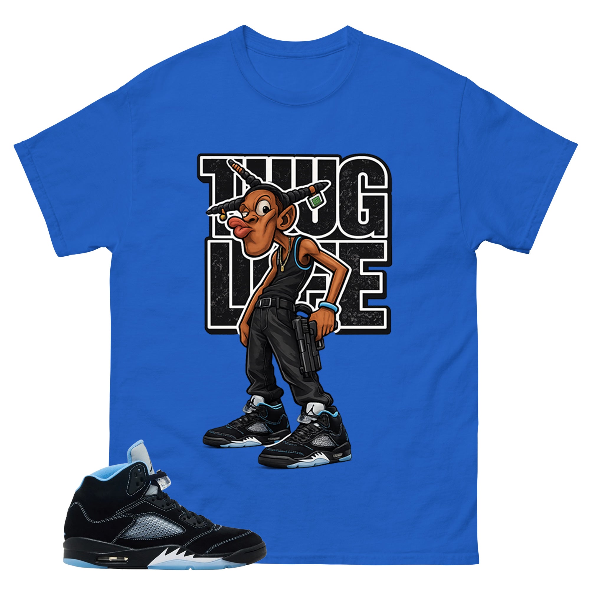 Black University Blue 6s Zadago Shirt Thug Life Graphic