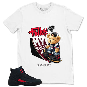 Black Varsity Red Bloodline 12s Zadago Shirt Skate Boy Graphic