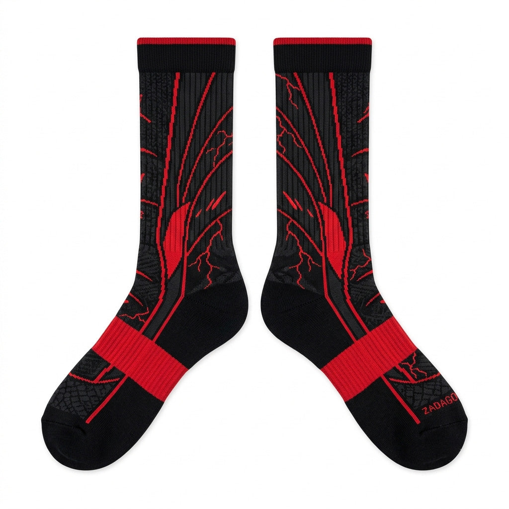 Bloodline Socks – Air Jordan 12 Inspired Mid-Calf Unisex Crew Socks