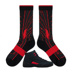 Bloodline Socks – Air Jordan 12 Inspired Mid-Calf Unisex Crew Socks