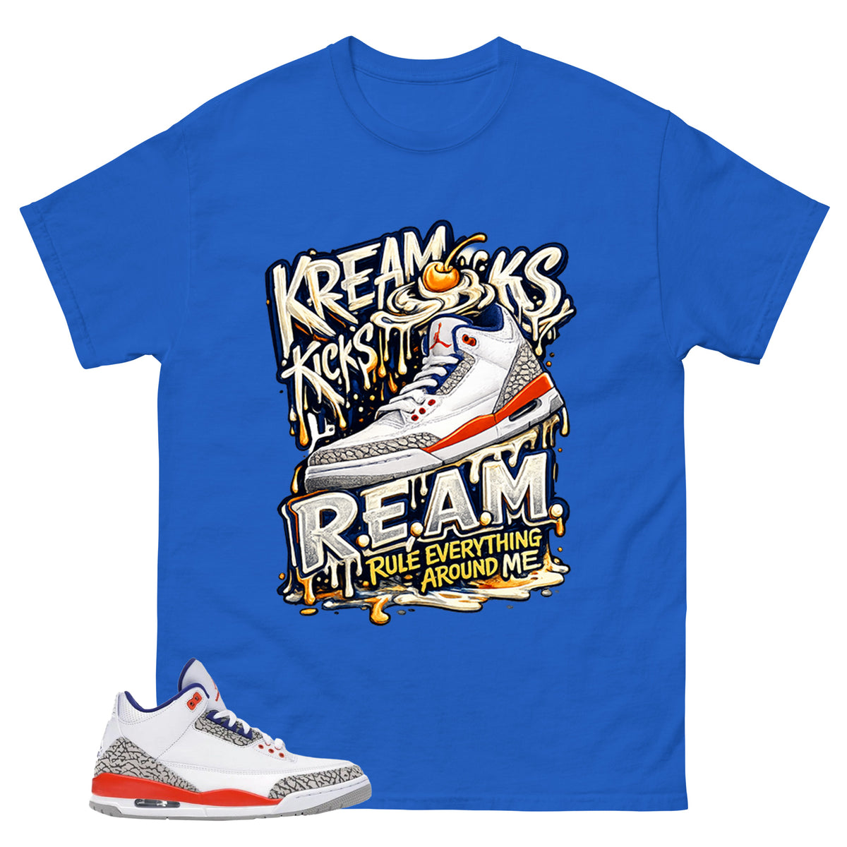Blue Knicks 3s Shirt Kream Kicks Graphic