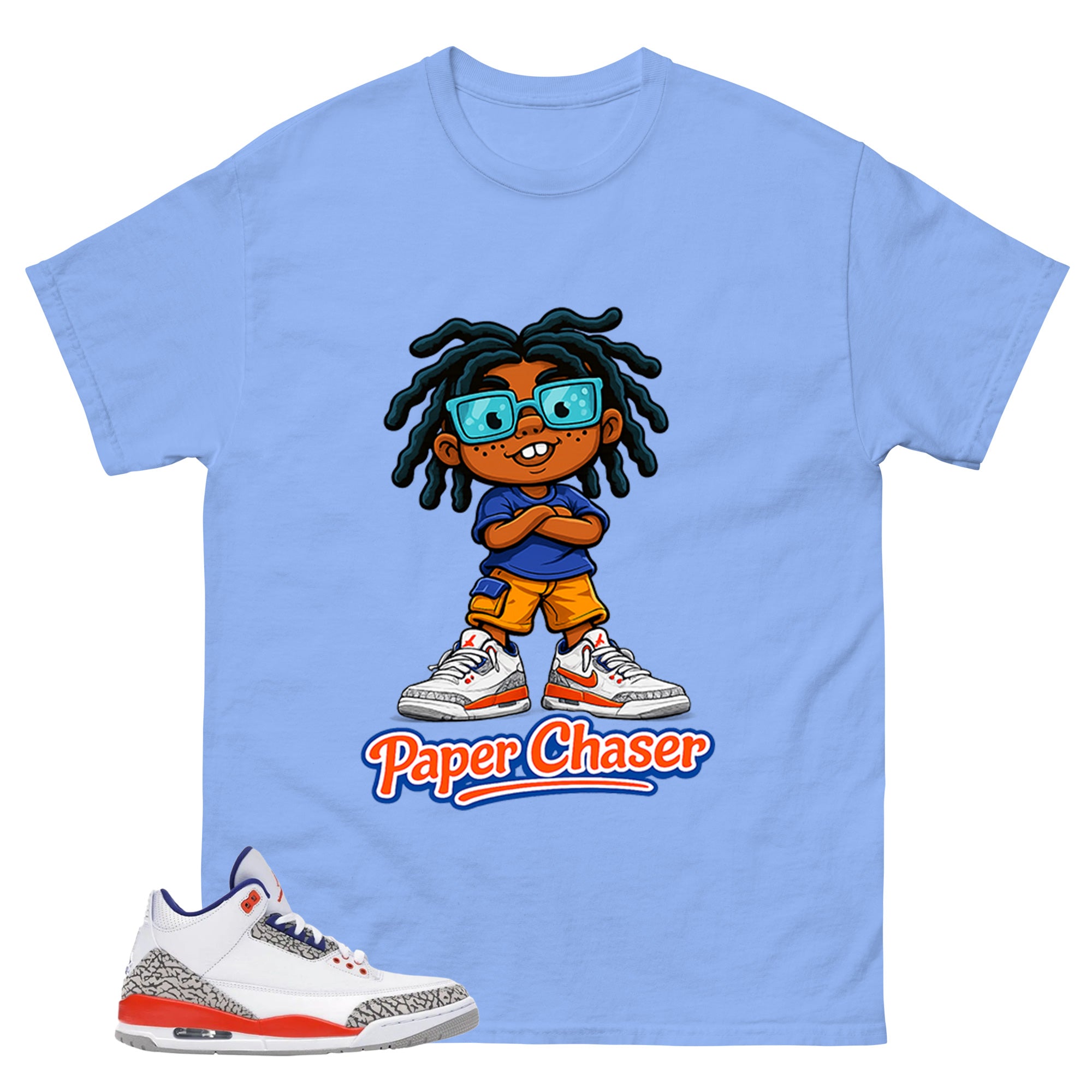 Blue Knicks 3s Shirt Paper Chaser Graphic