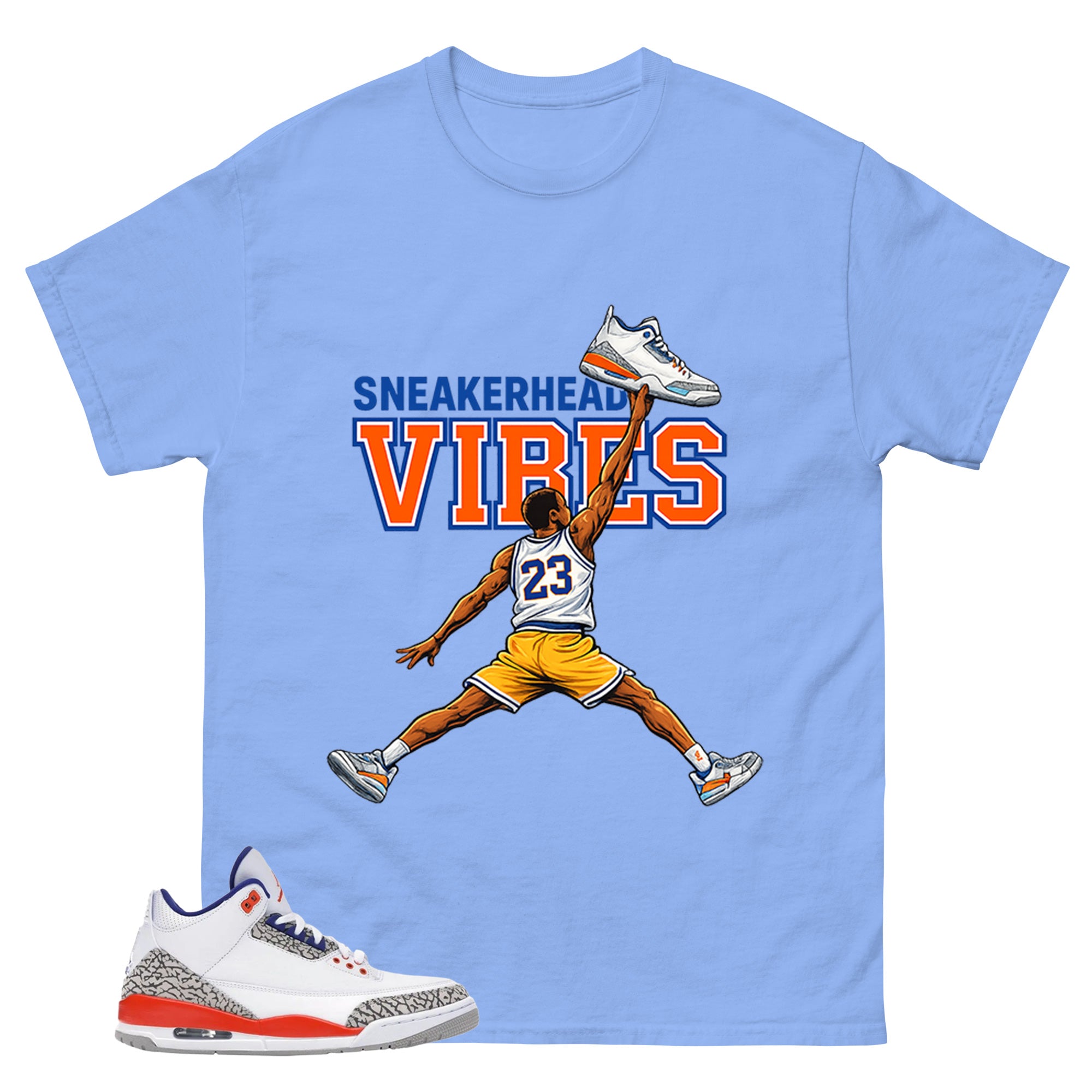 Blue Knicks 3s Shirt Sneakerhead Vibes Graphic