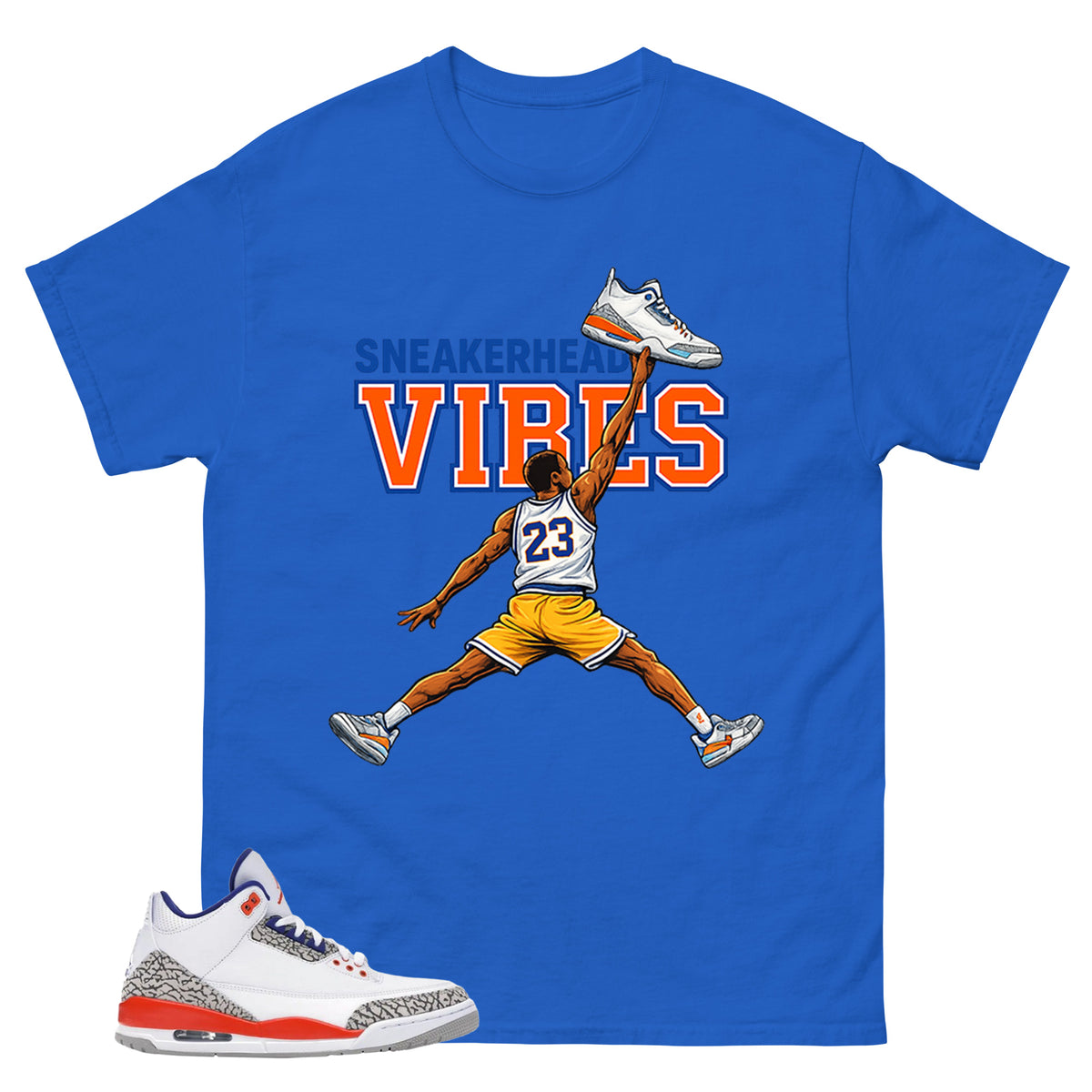 Blue Knicks 3s Shirt Sneakerhead Vibes Graphic