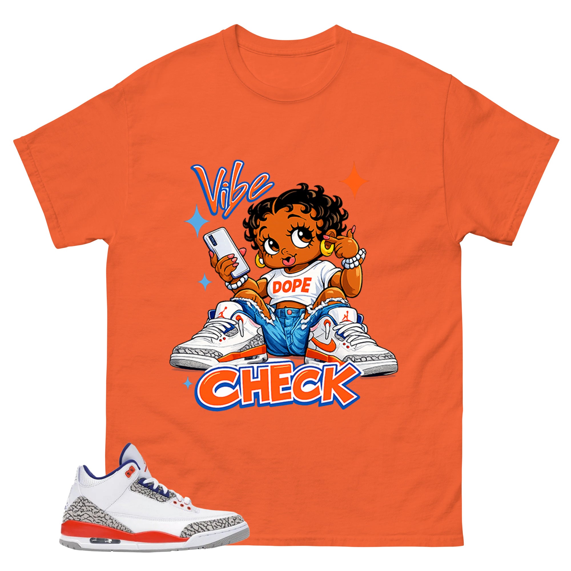 Blue Knicks 3s Shirt Vibe Check Graphic