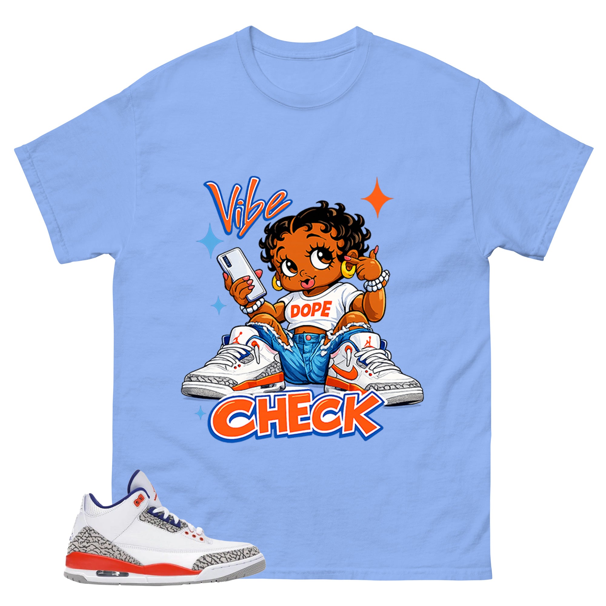 Blue Knicks 3s Shirt Vibe Check Graphic