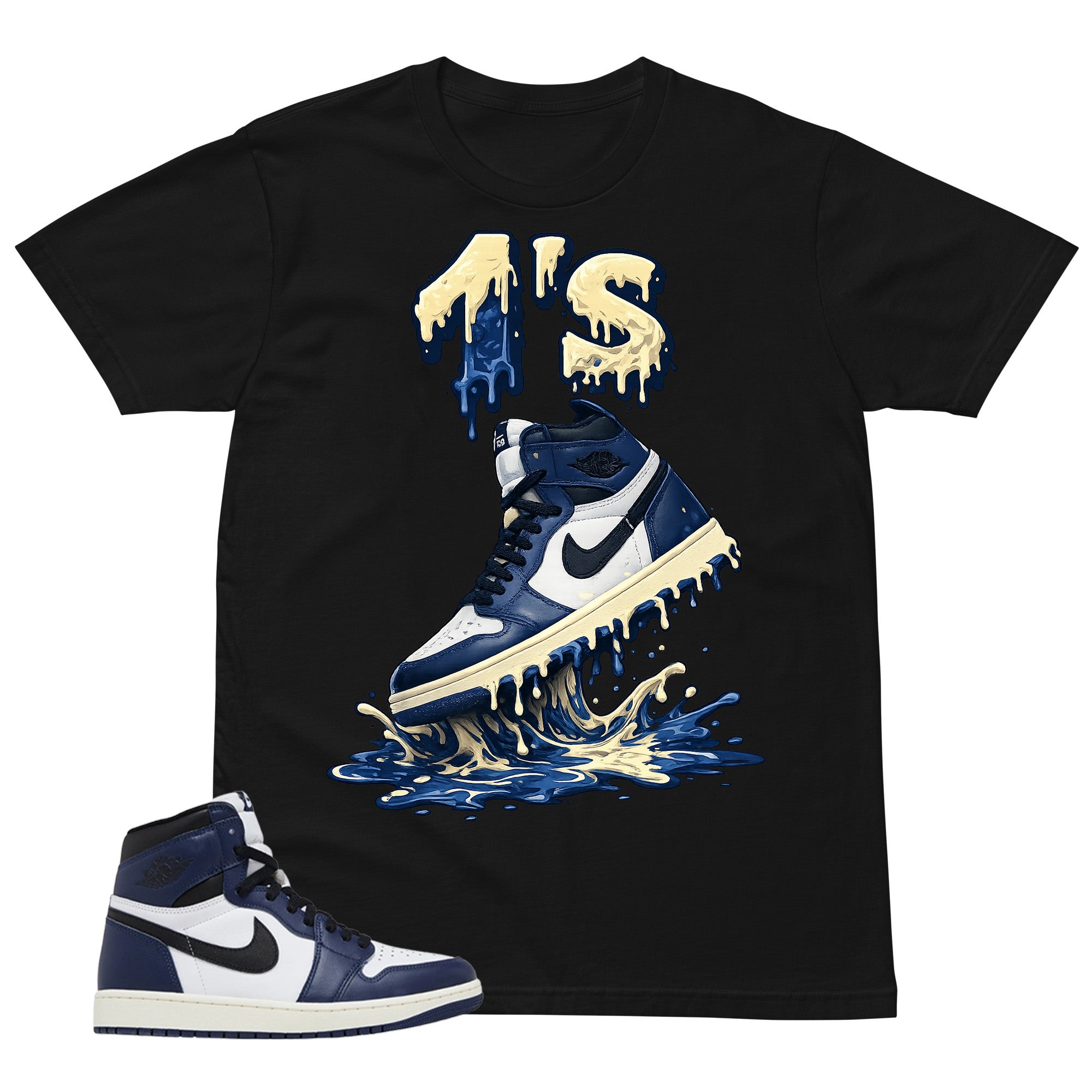 Blue Midnight Navy 1s Shirt 1's Dripping Graphic