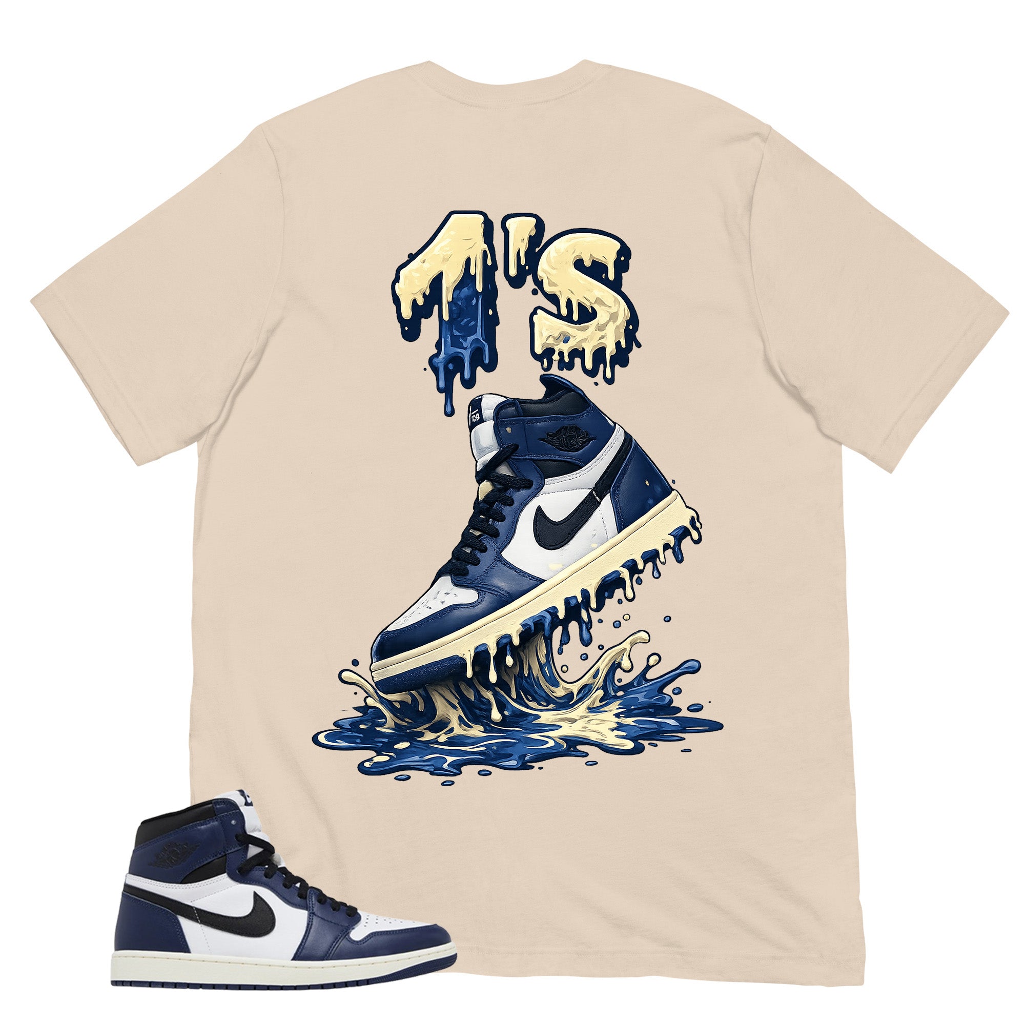 Blue Midnight Navy 1s Shirt 1's Dripping Graphic