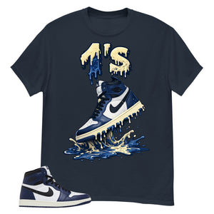 Blue Midnight Navy 1s Shirt 1's Dripping Graphic