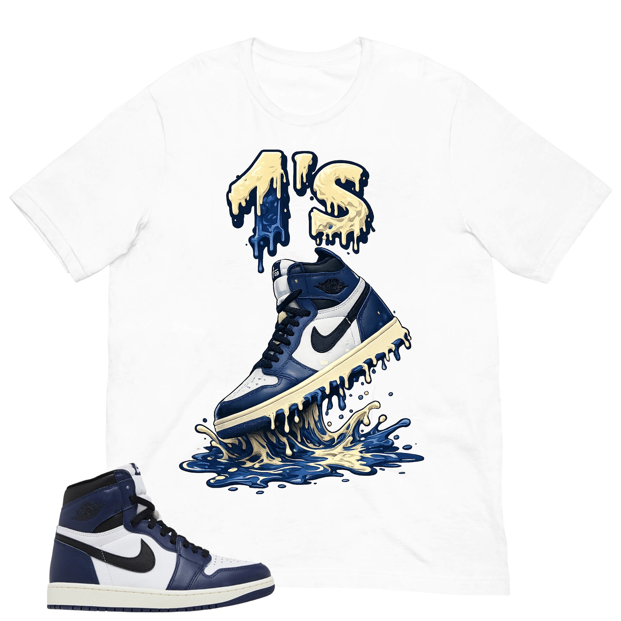 Blue Midnight Navy 1s Shirt 1's Dripping Graphic