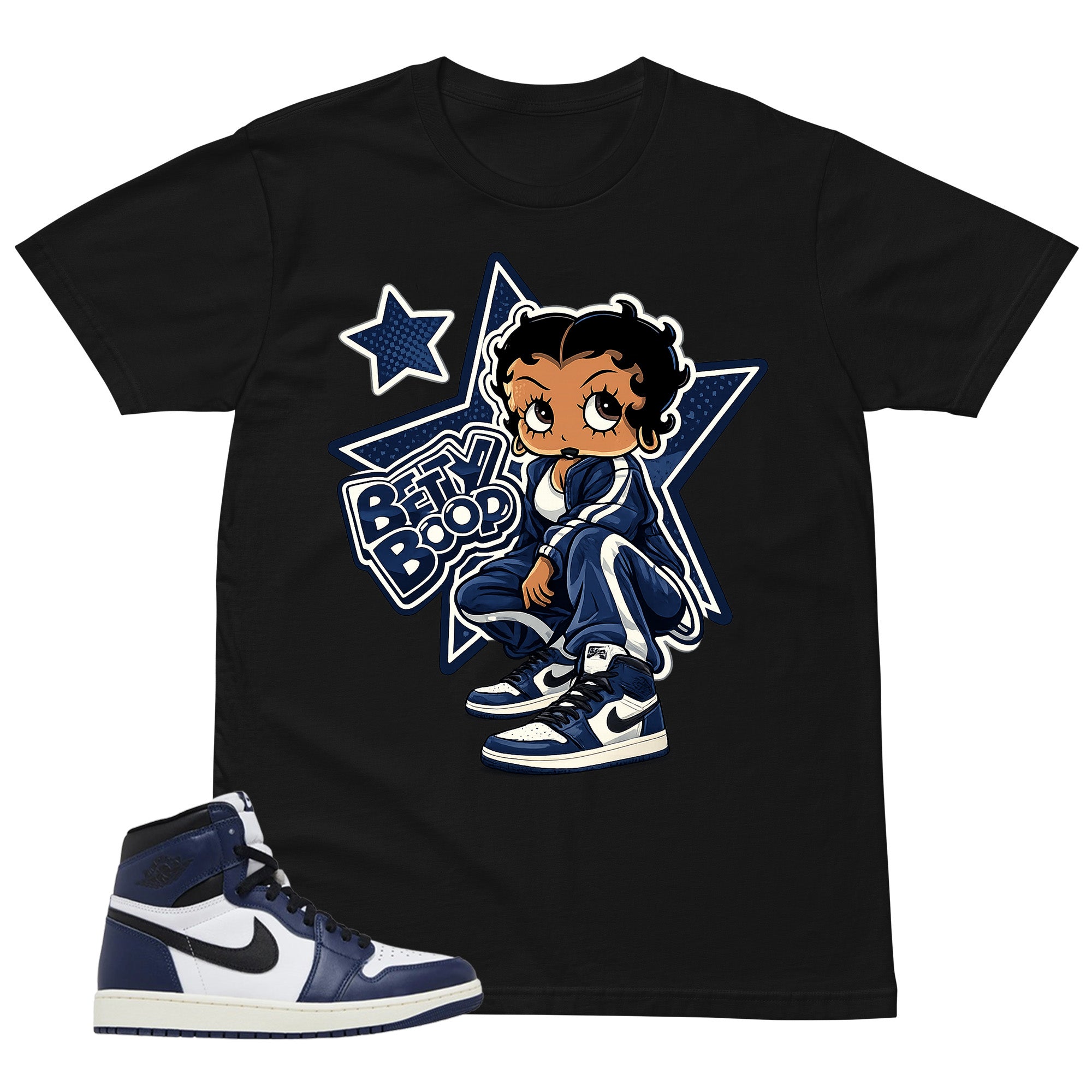 Blue Midnight Navy 1s Shirt Betty Boop Star Graphic