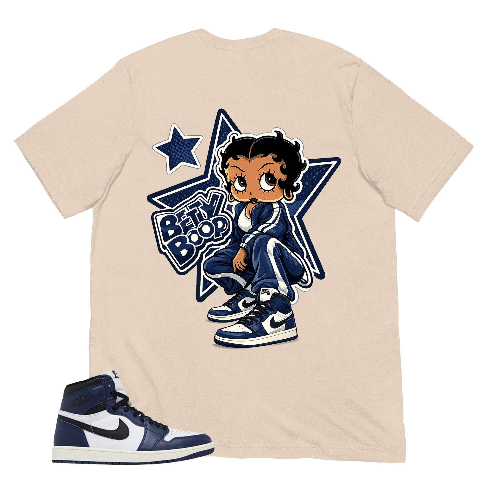 Blue Midnight Navy 1s Shirt Betty Boop Star Graphic