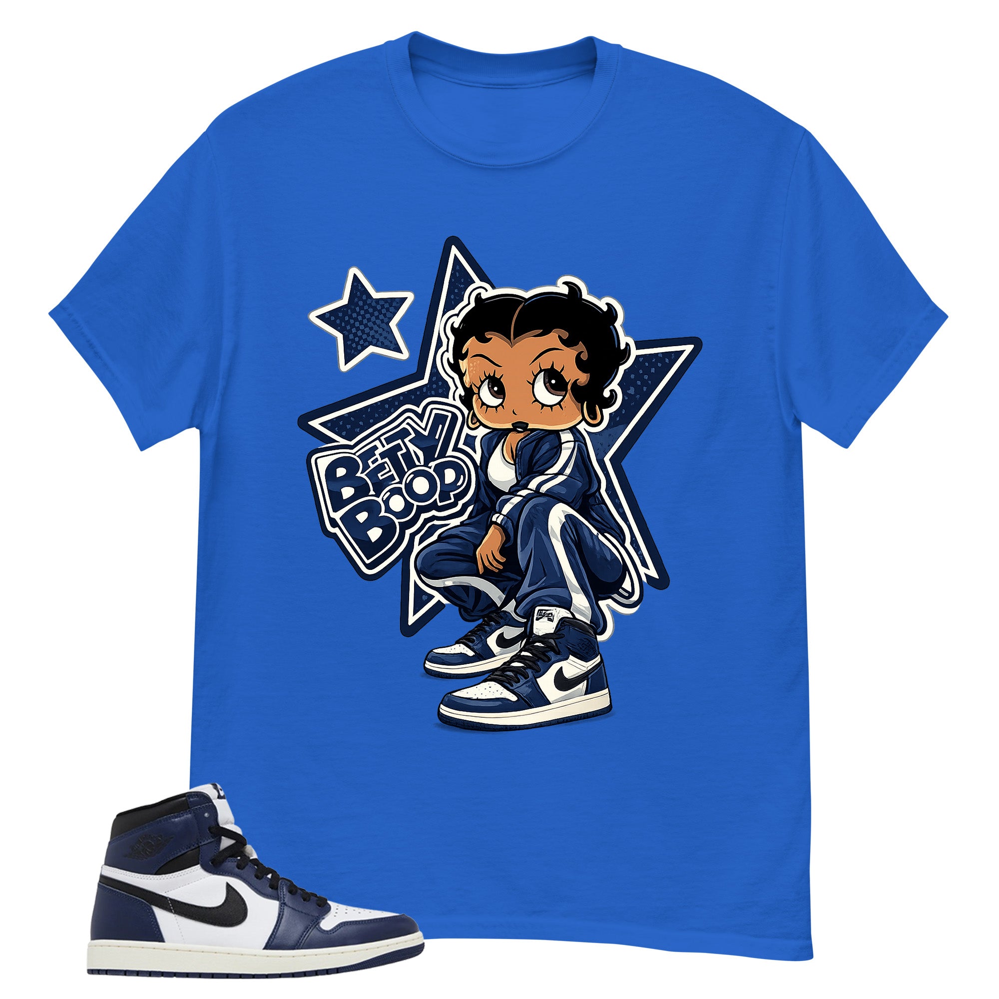 Blue Midnight Navy 1s Shirt Betty Boop Star Graphic