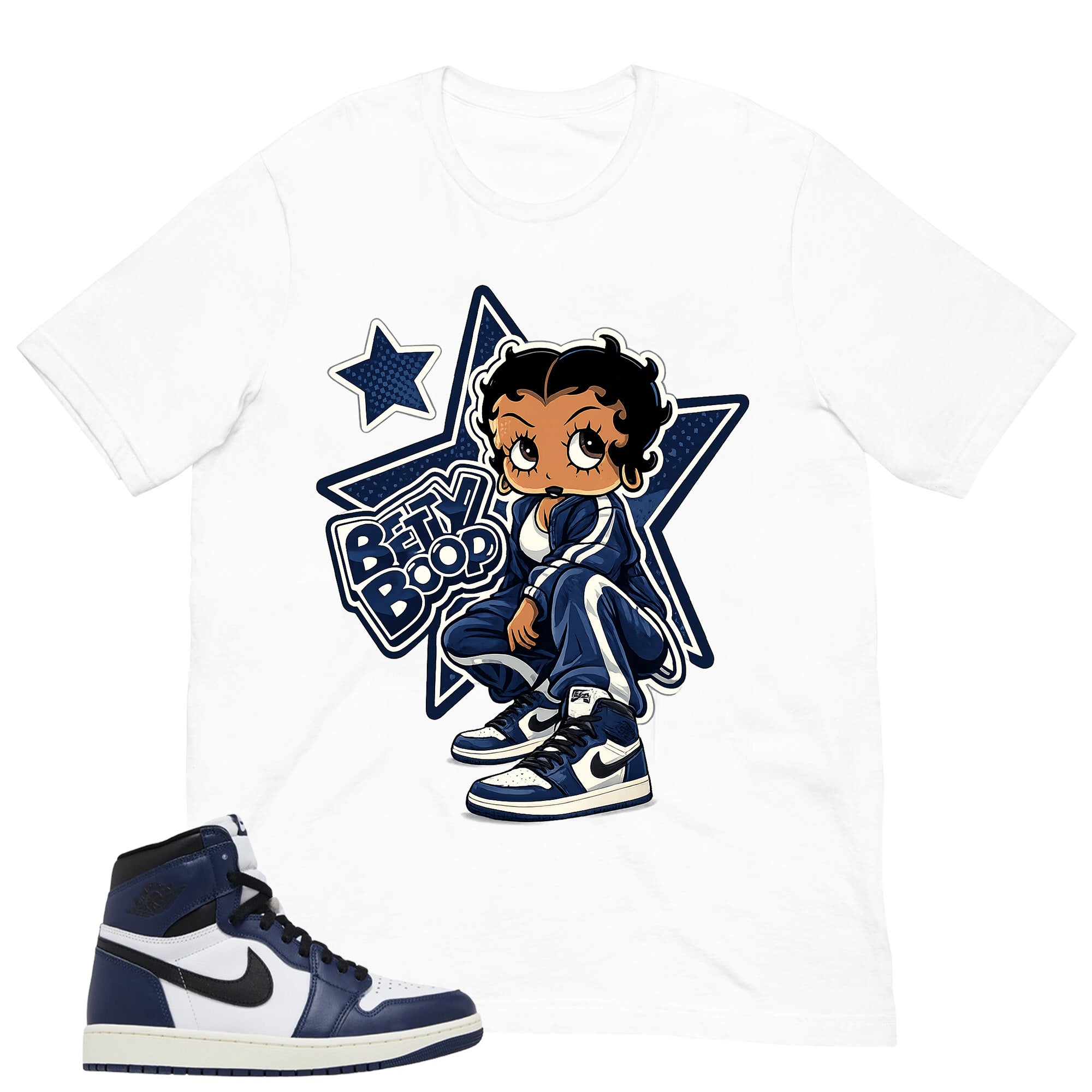 Blue Midnight Navy 1s Shirt Betty Boop Star Graphic