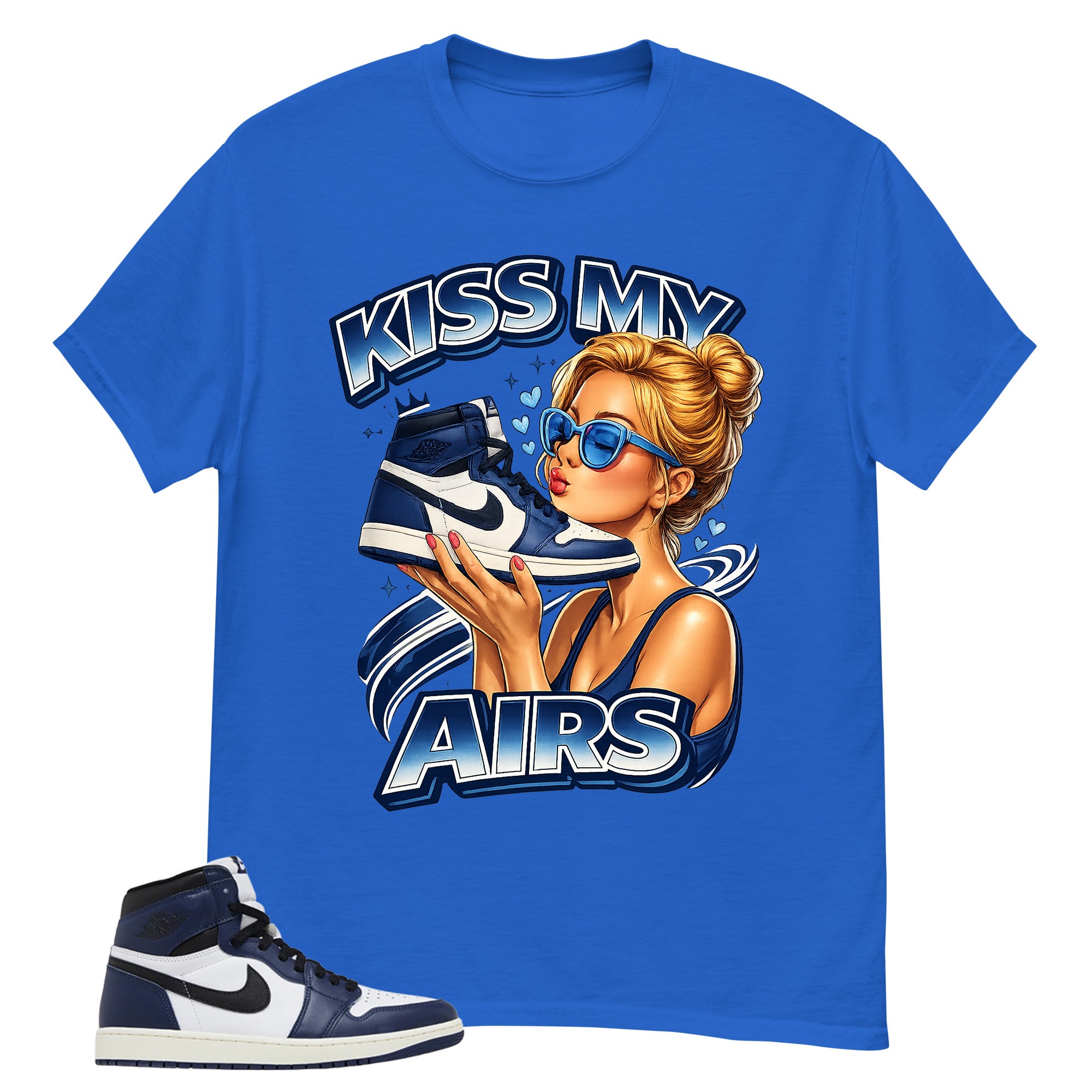 Blue Midnight Navy 1s Shirt Kiss My Airs Graphic