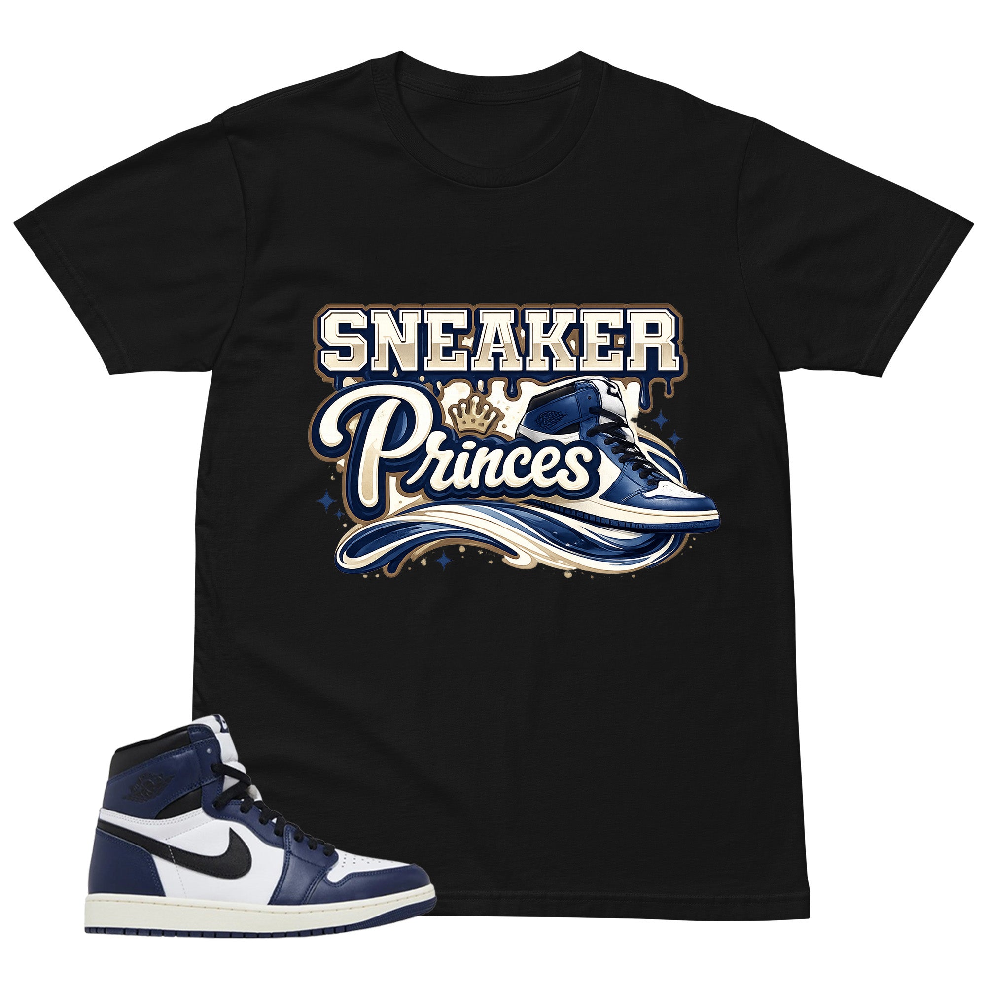 Blue Midnight Navy 1s Shirt Sneaker Princess Graphic