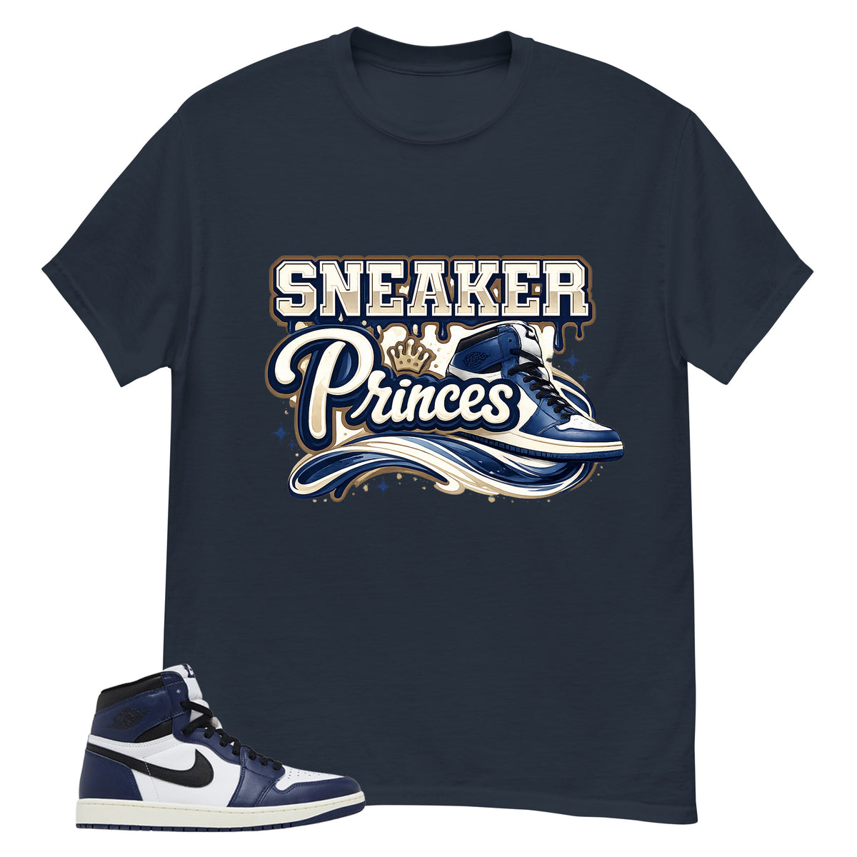 Blue Midnight Navy 1s Shirt Sneaker Princess Graphic