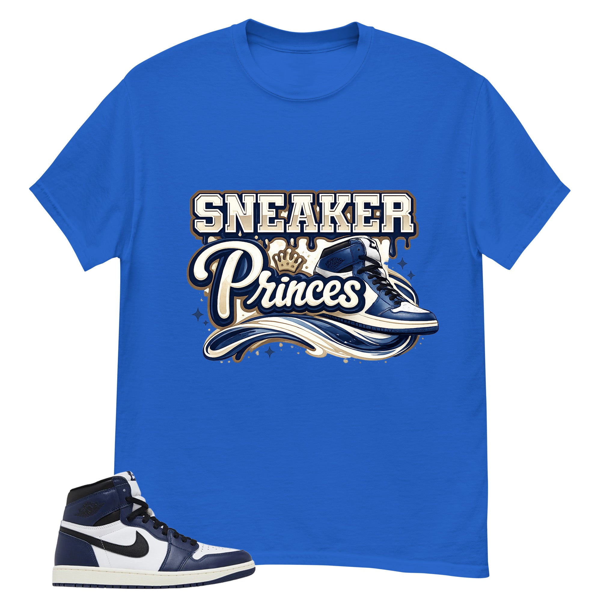 Blue Midnight Navy 1s Shirt Sneaker Princess Graphic