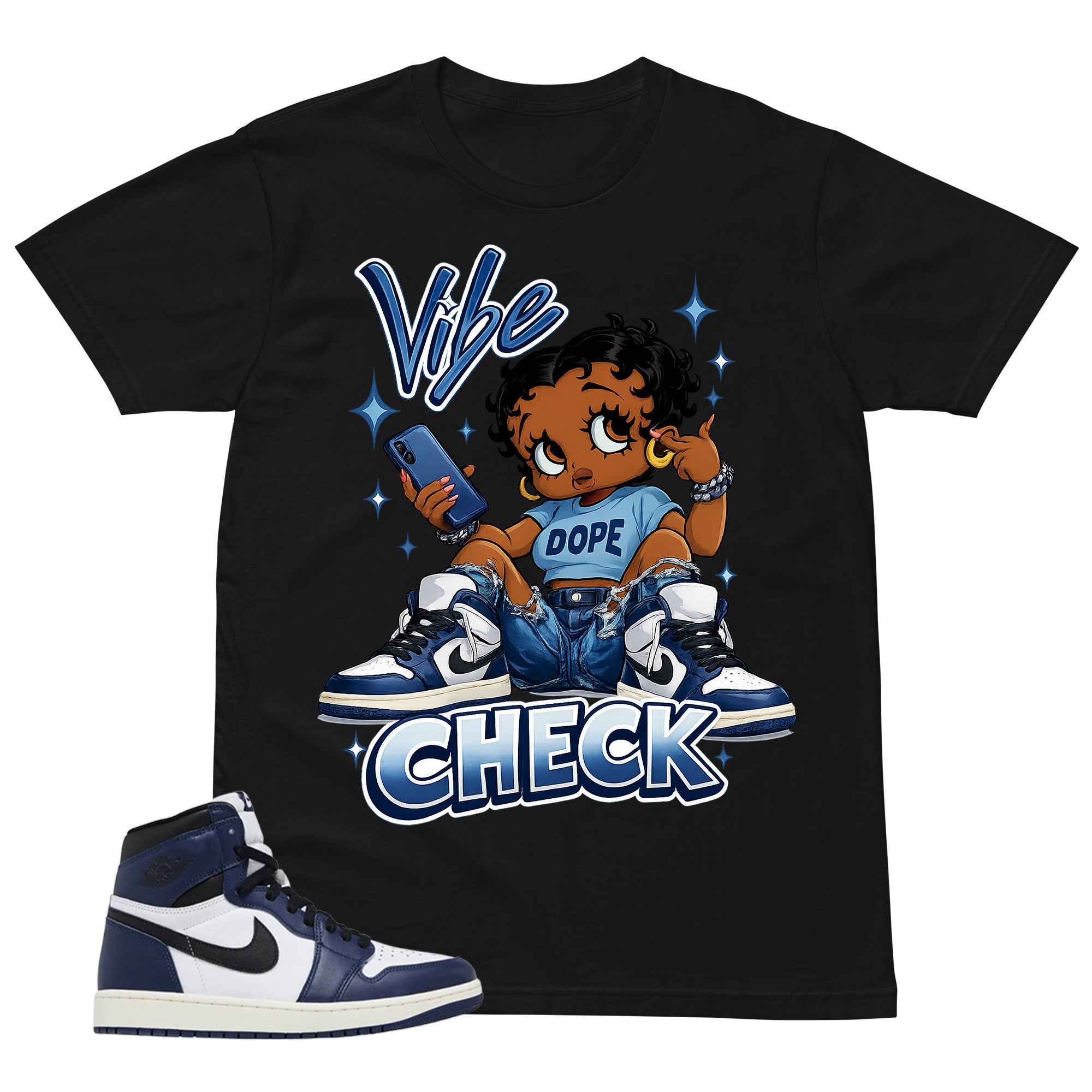 Blue Midnight Navy 1s Shirt Vibe Check Graphic