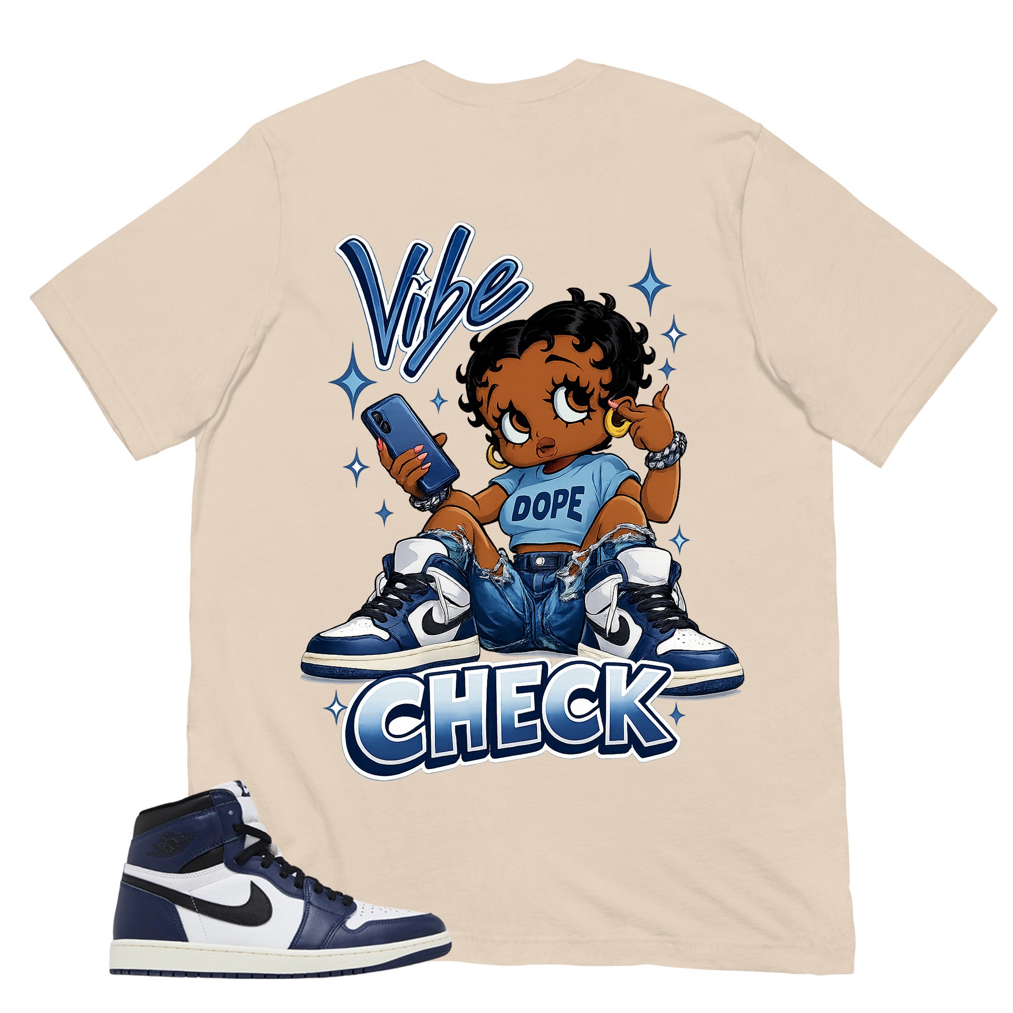 Blue Midnight Navy 1s Shirt Vibe Check Graphic