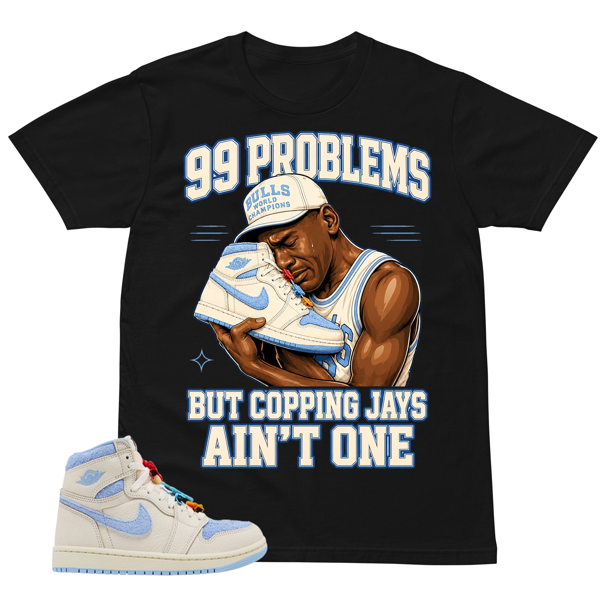 Blue Pale Ivory Pyschic Blue Wmns 1s Shirt 99 Problems Graphic