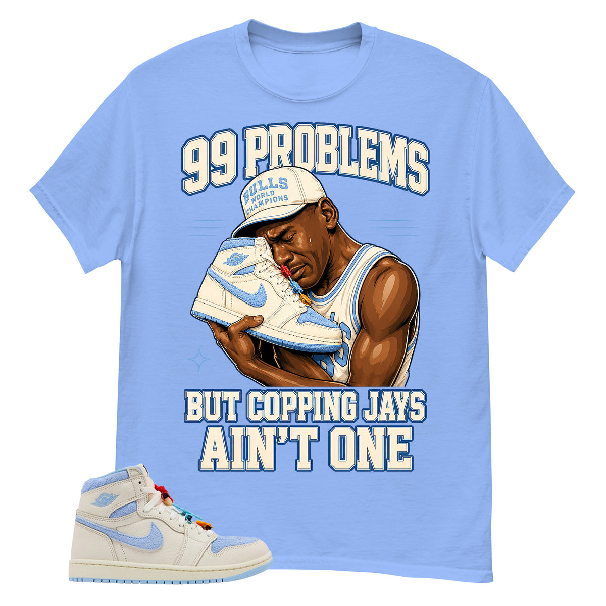 Blue Pale Ivory Pyschic Blue Wmns 1s Shirt 99 Problems Graphic