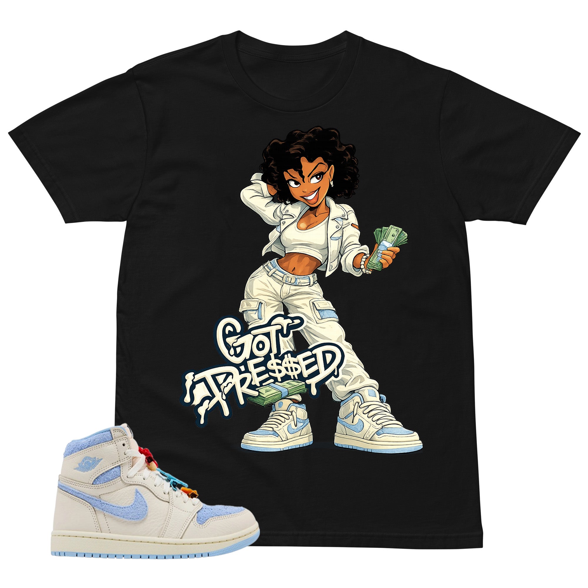 Blue Pale Ivory Pyschic Blue Wmns 1s Shirt Get Dressed Graphic