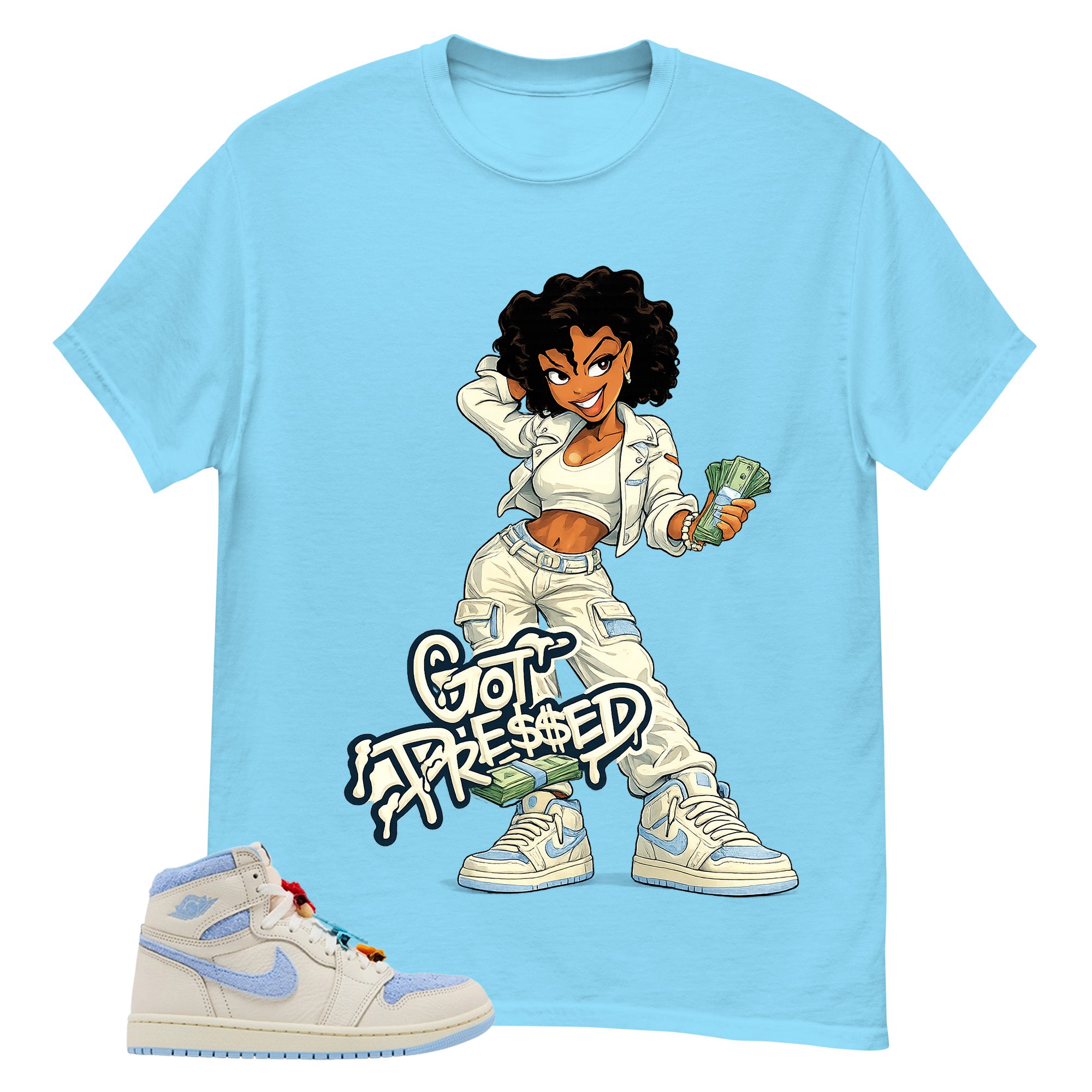 Blue Pale Ivory Pyschic Blue Wmns 1s Shirt Get Dressed Graphic