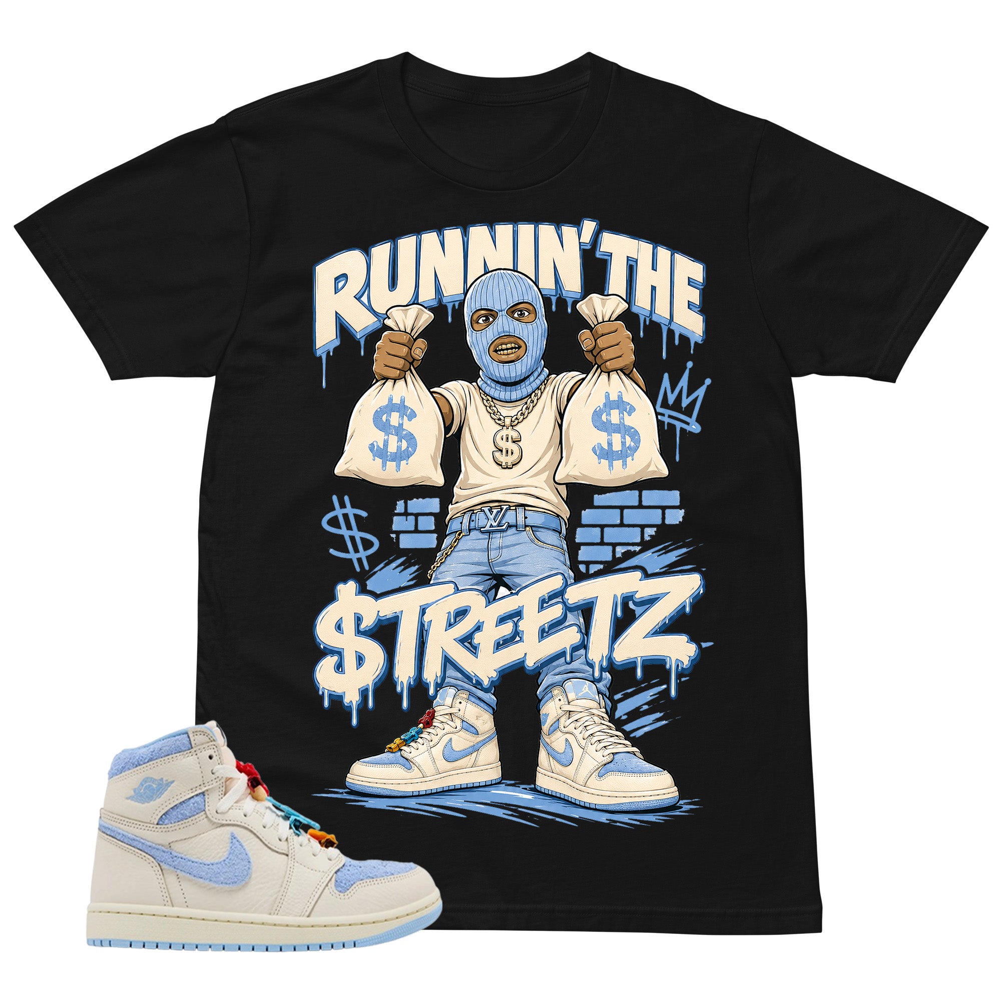 Blue Pale Ivory Pyschic Blue Wmns 1s Shirt Runnin The Street Graphic